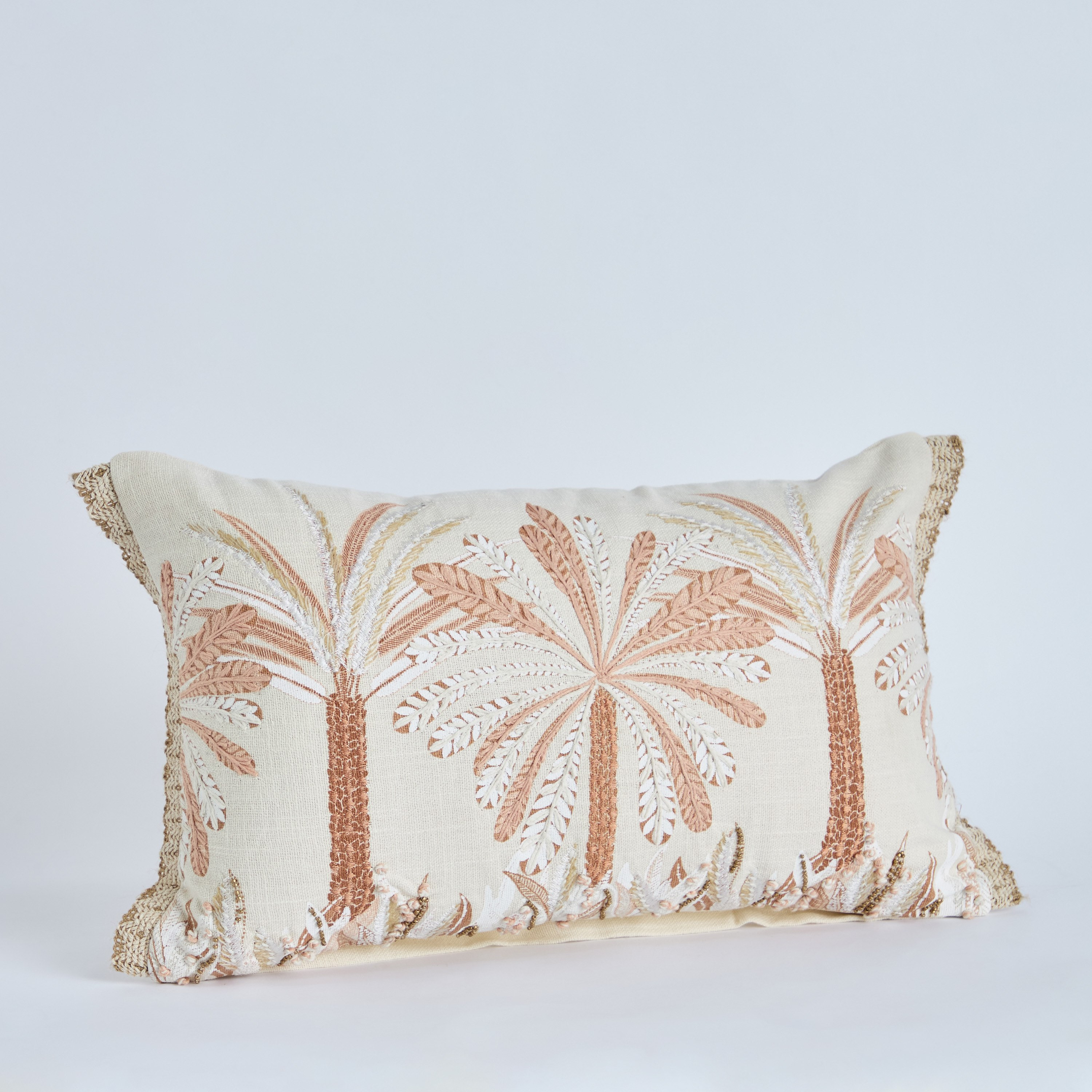 Cancun Palm Embroidered Filled Cushion - 30x50 cm-hbxhomeware-hbxbedroom-image-5