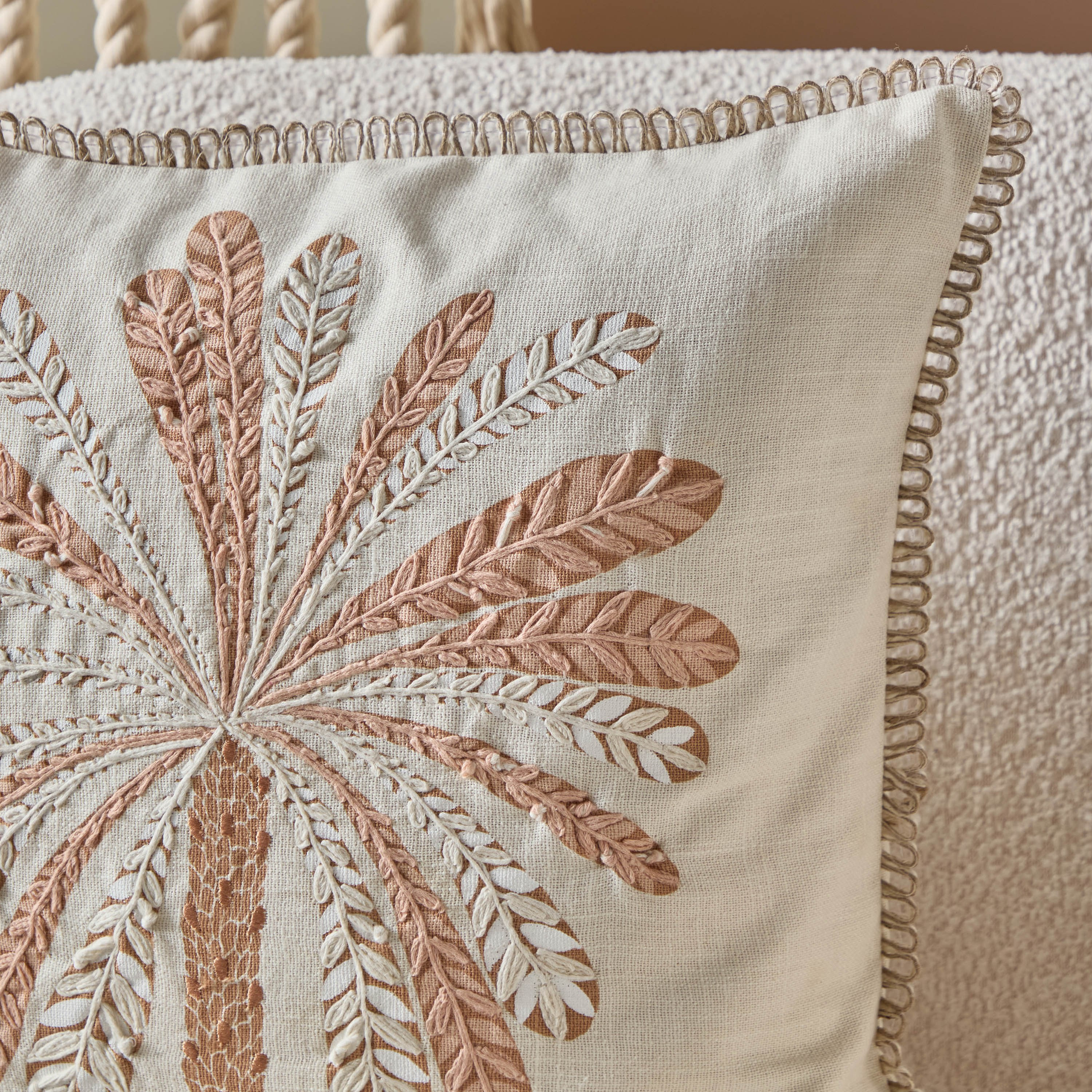 Cancun Palm Embroidered Filled Cushion - 50x50 cm-hbxhomeware-hbxbedroom-image-2