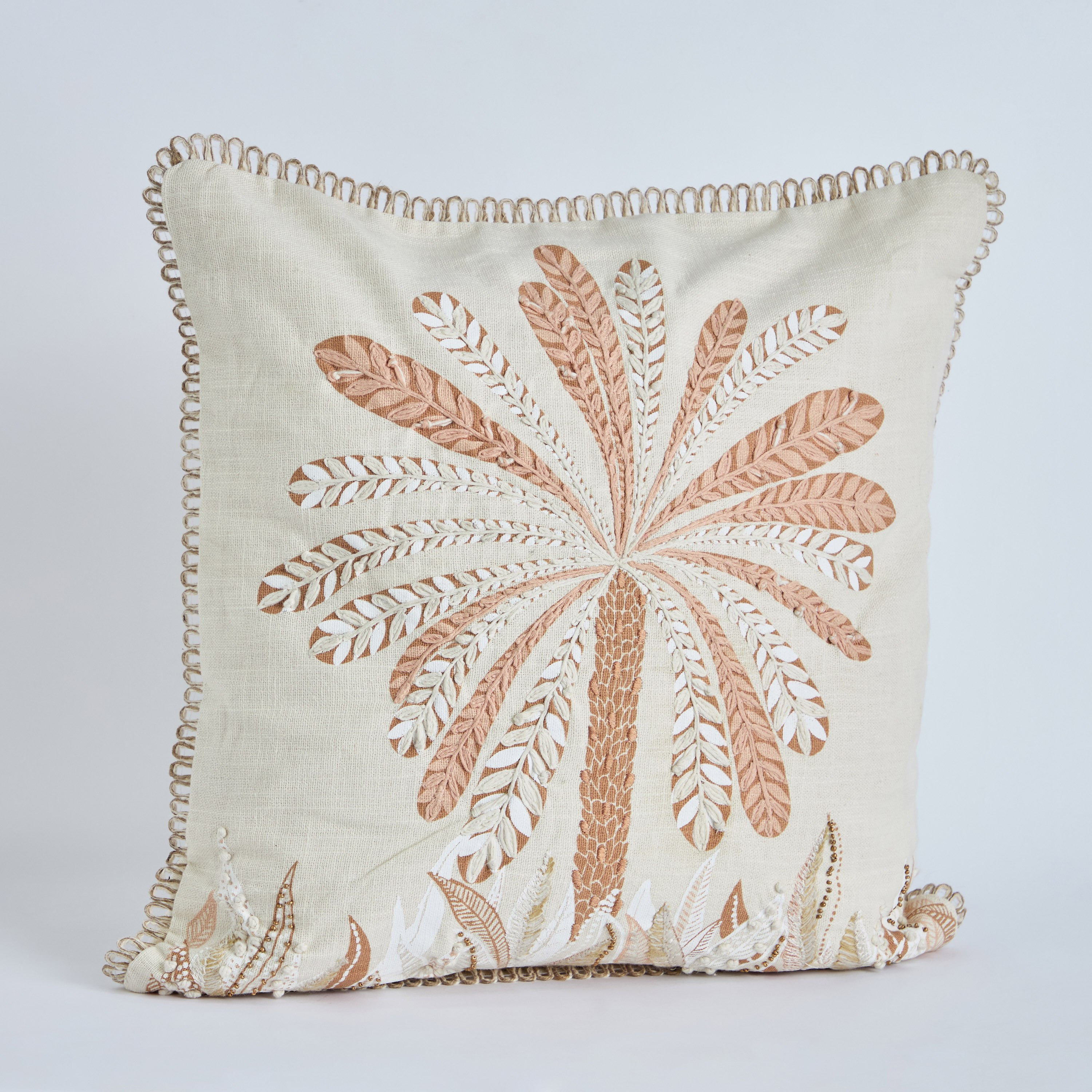 Cancun Palm Embroidered Filled Cushion - 50x50 cm-hbxhomeware-hbxbedroom-image-5