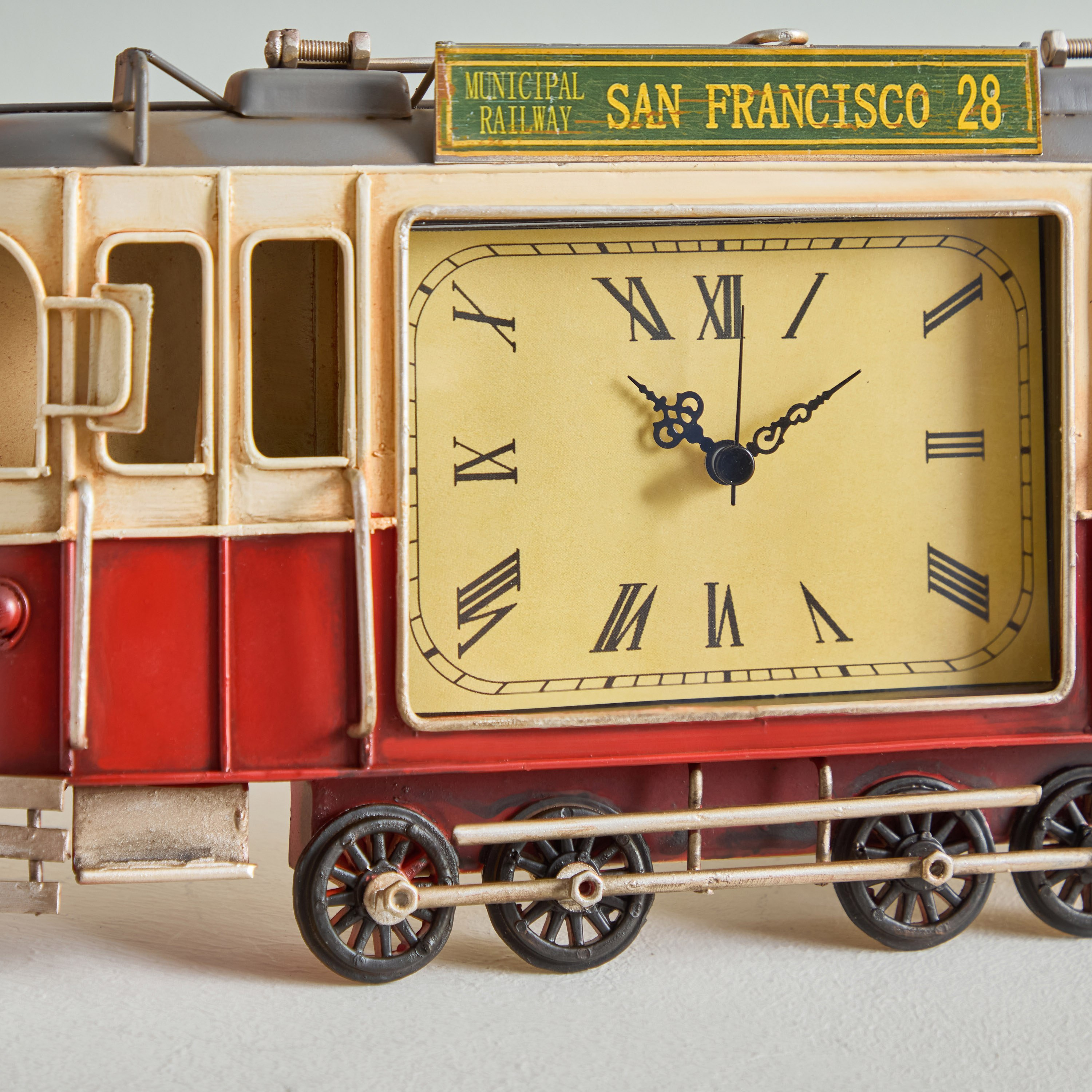 ساعة ديكور طاولة ترام معدن من فينتدج - 29x5.5x17 سم-hbxdiningroom-decorandaccessories-clocks-image-4