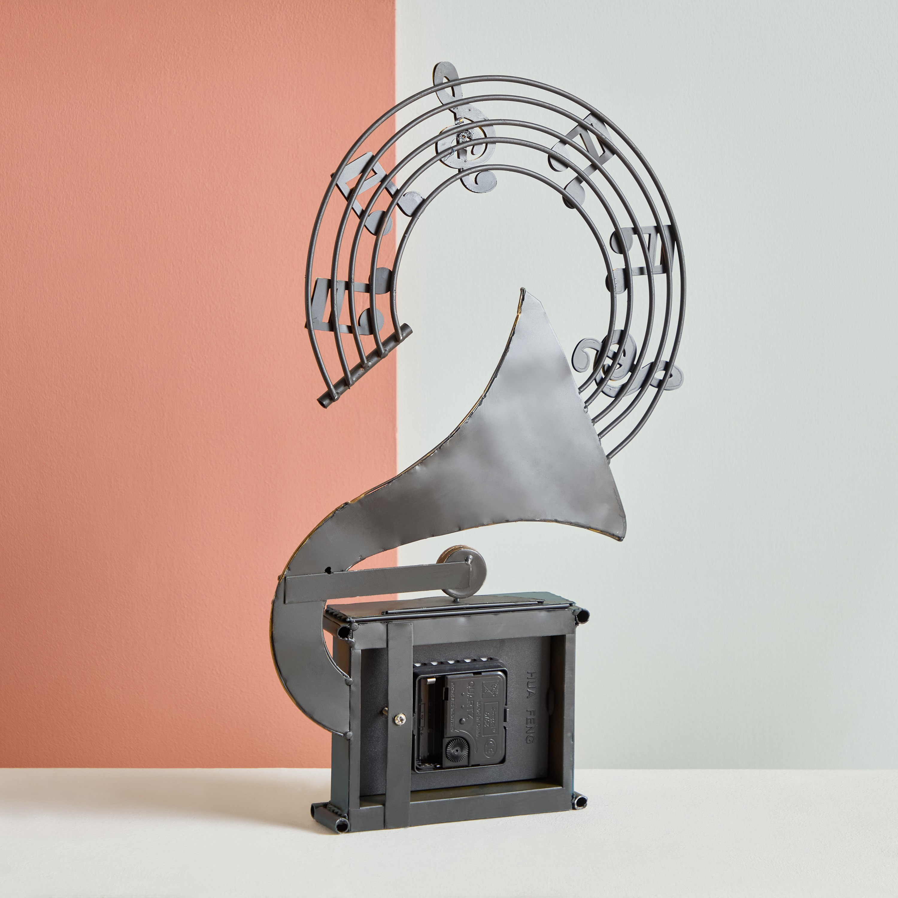 Vintage Metal Gramophone Wall Decor Clock - 44x7x27 cm-hbxdiningroom-decorandaccessories-clocks-image-3