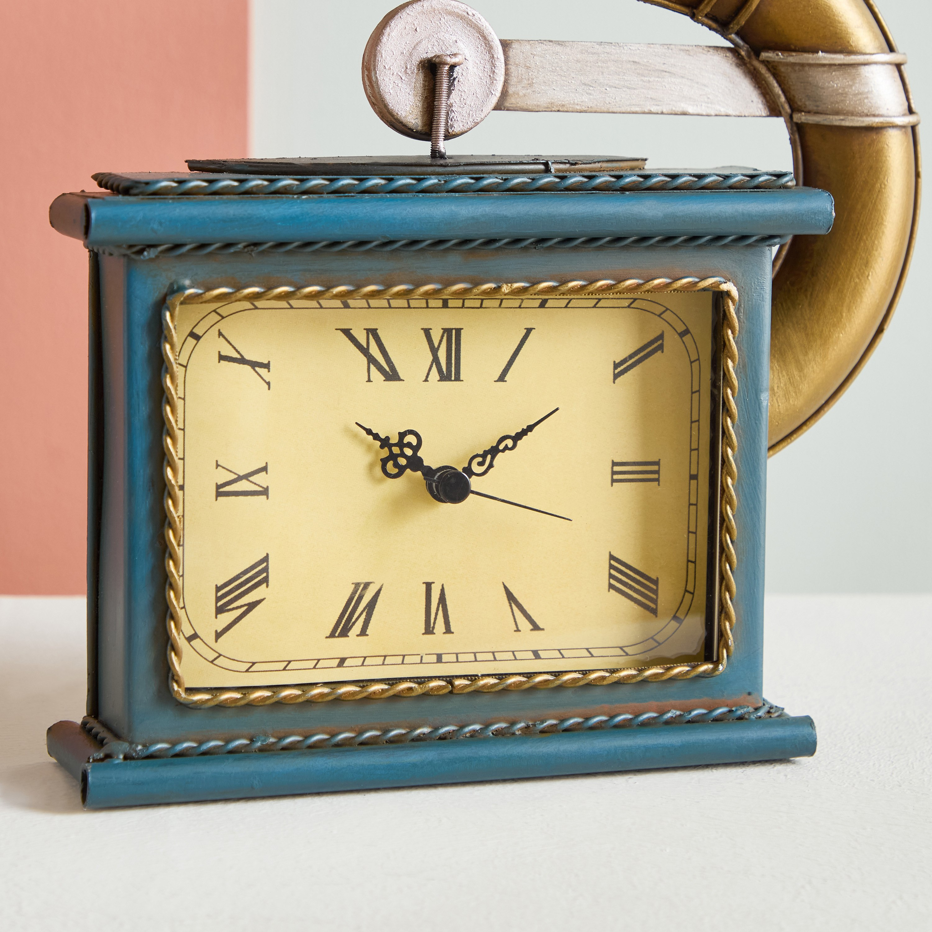 Vintage Metal Gramophone Wall Decor Clock - 44x7x27 cm-hbxdiningroom-decorandaccessories-clocks-image-4