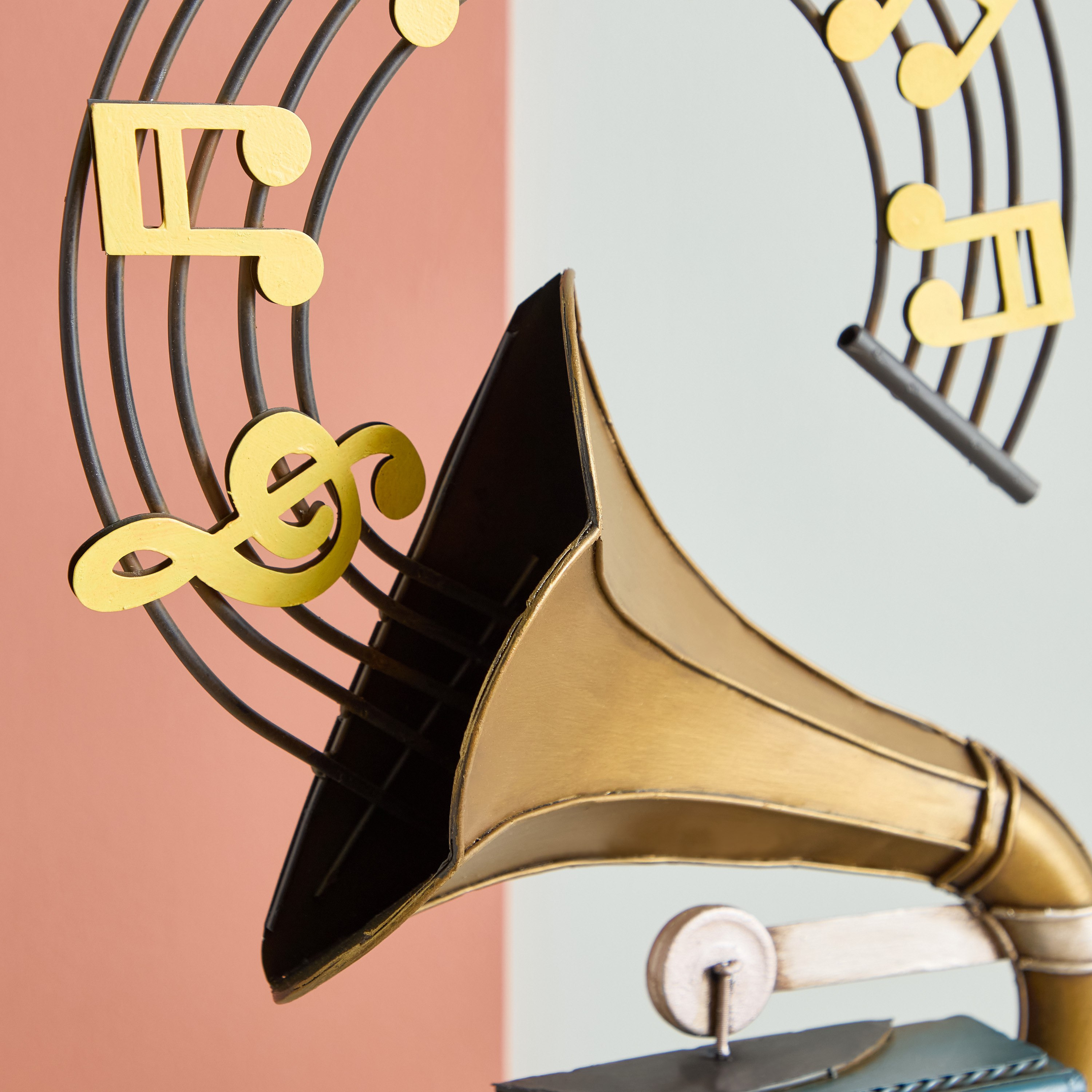 Vintage Metal Gramophone Wall Decor Clock - 44x7x27 cm-hbxdiningroom-decorandaccessories-clocks-image-5