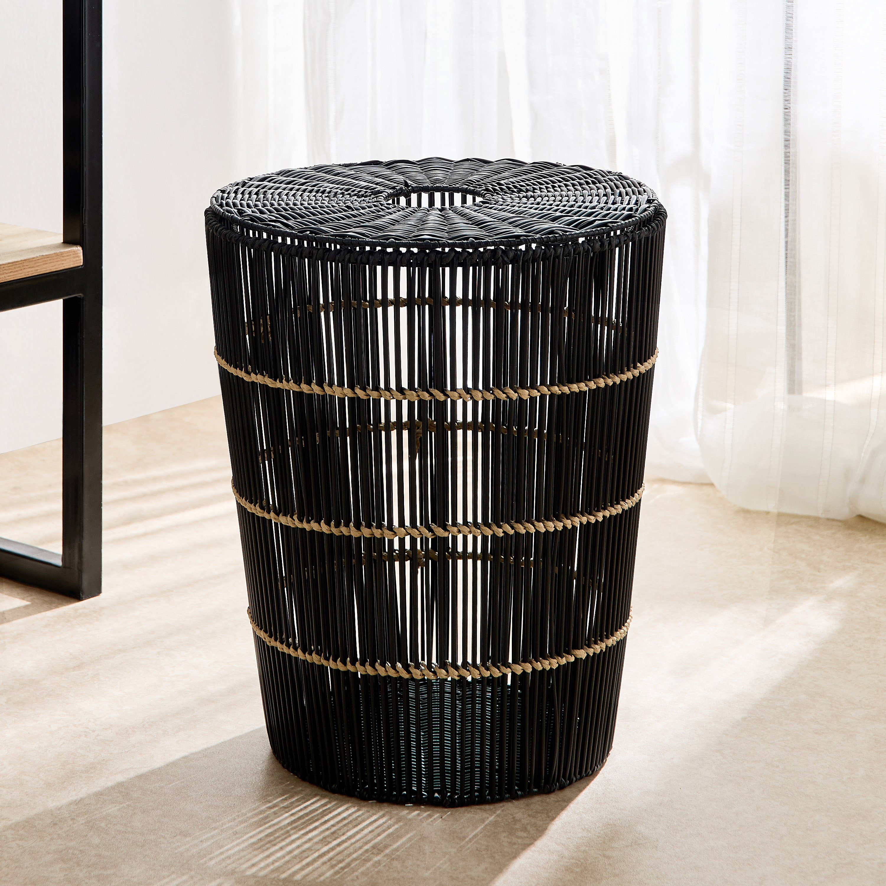 سلة غسيل مع غطاء من إيبوني-hbxbathroom-bathroomstorage-laundryhampers-image-2