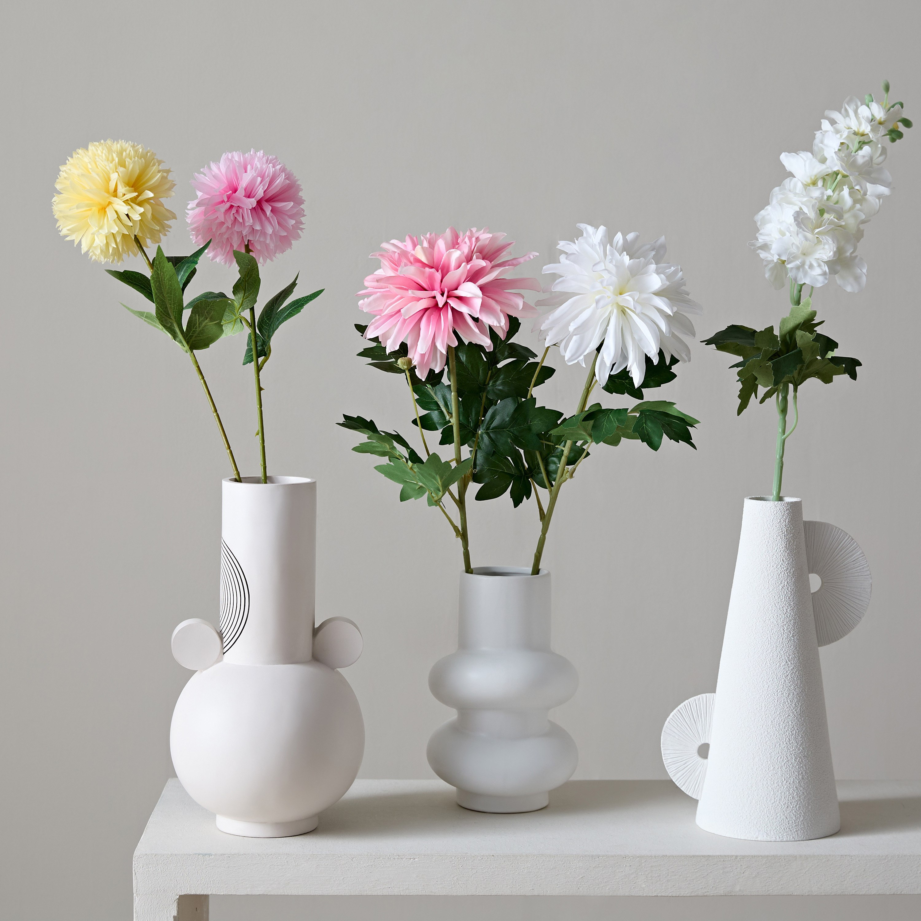 Floret 3 Leaves Dahlia Flower Spray - 65 cm-hbxdecorandfurnishings-homeaccessories-artificialflowersandplants-image-4