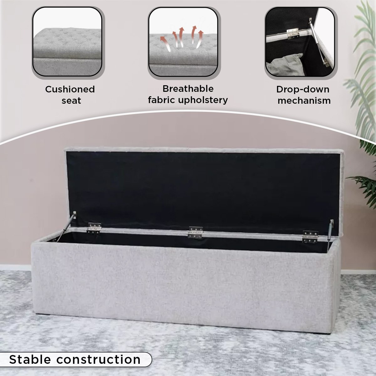 مقعد بنش قماش بمساحة تخزين من كاسا-hbxfurniture-sofasandarmchairs-benches-image-5