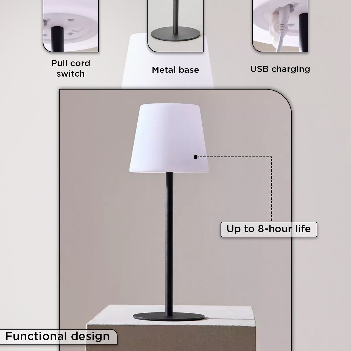 مصباح طاولة معدني ليد مع بطارية قابلة لإعادة الشحن 8 ساعات من سولين - 15 × 40 سم-hbxbedroom-lighting-tablelamps-image-4