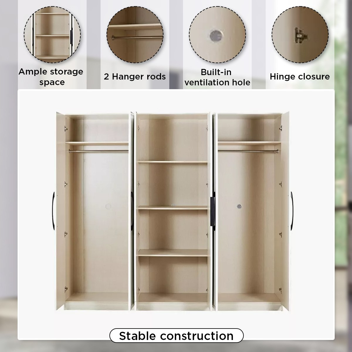 خزانة ملابس 6 أبواب مع مرآة من أوبولينت-hbxfurniture-wardrobes-image-5