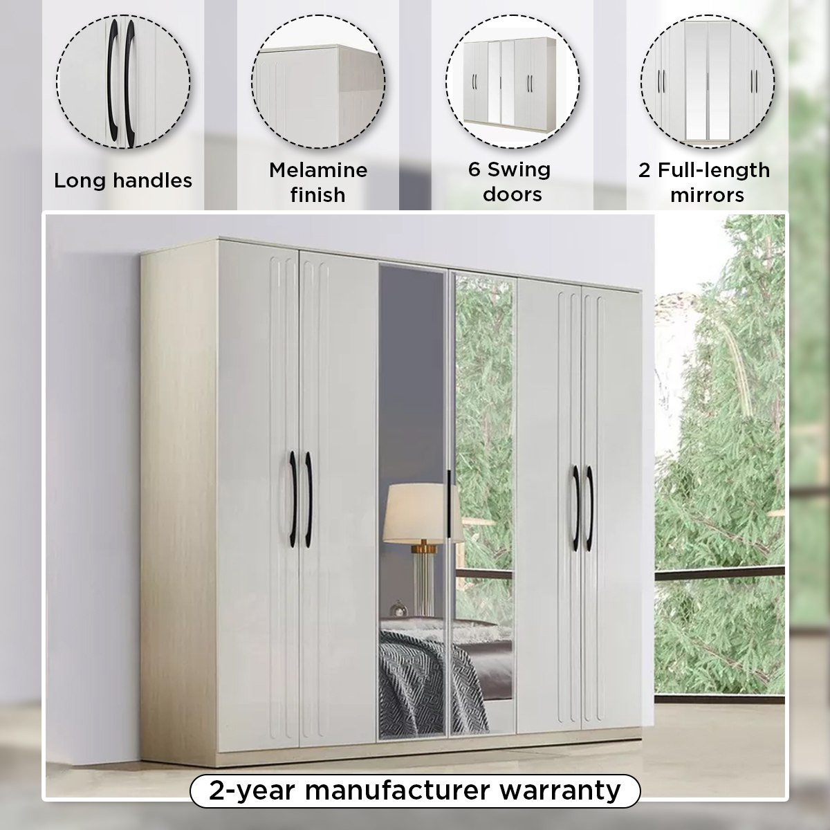 خزانة ملابس 6 أبواب مع مرآة من أوبولينت-hbxfurniture-wardrobes-image-4