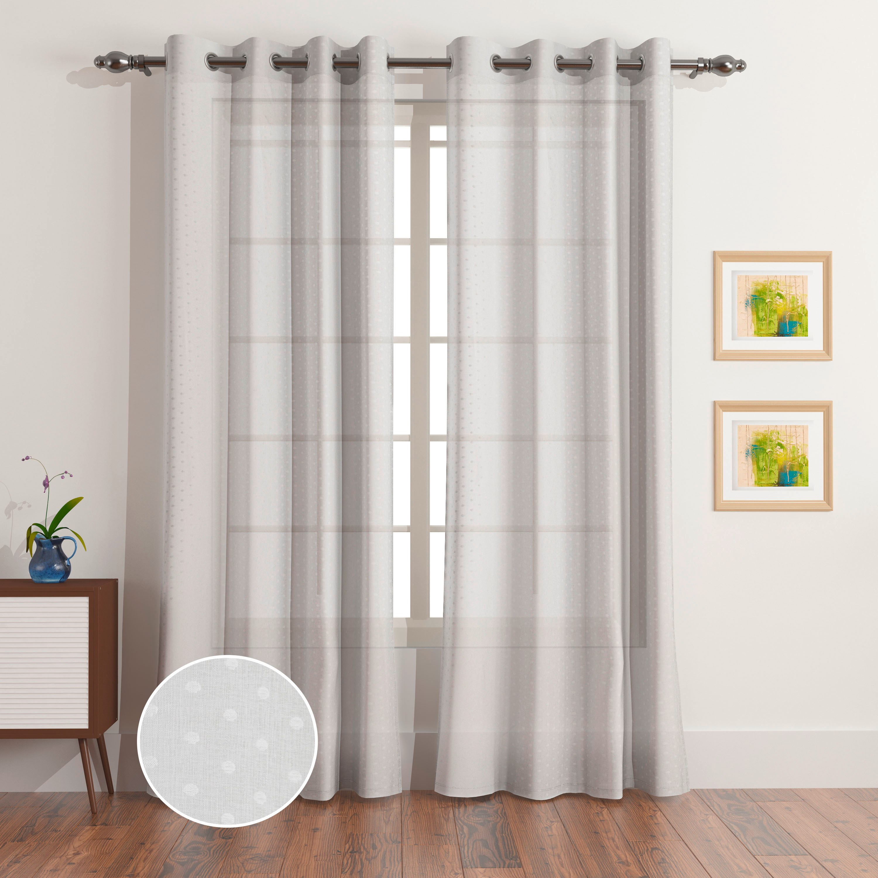 طقم ستائر شفافة ميلر طويلة جدًا من قطعتين من براكستون آرا - 140x300 سم-hbxkidsandyouth-windowcoverings-curtains-image-1
