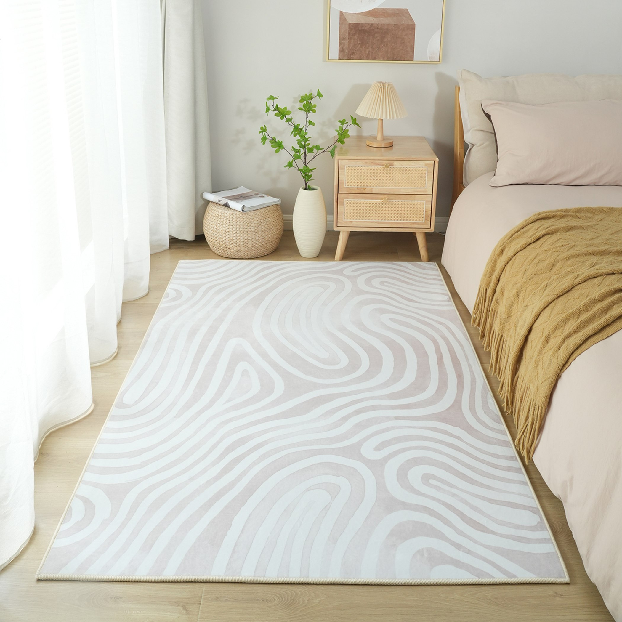 سجادة فلانيل بطبعات مخططة كسبه من أونتاريو - 110x160 سم-hbxdecorandfurnishings-floorcoverings-rugs-image-1