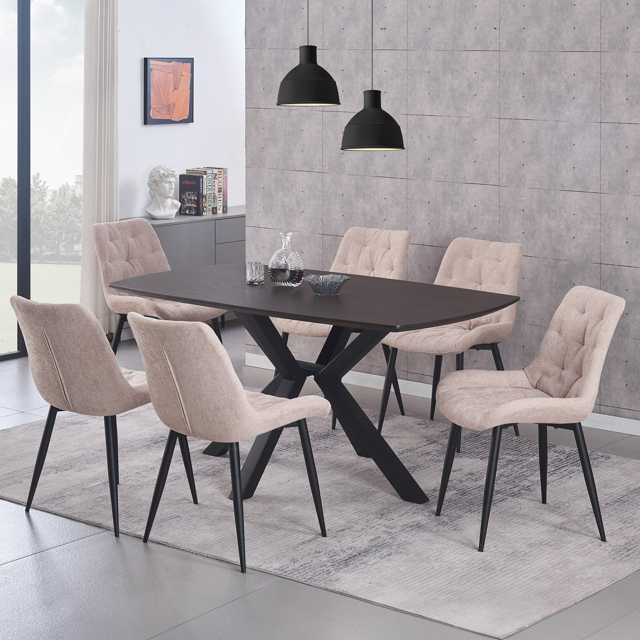 Denzel 6-Seater Dining Table Set-hbxfurniture-diningtablesandsets-diningsets-sixseater-image-1