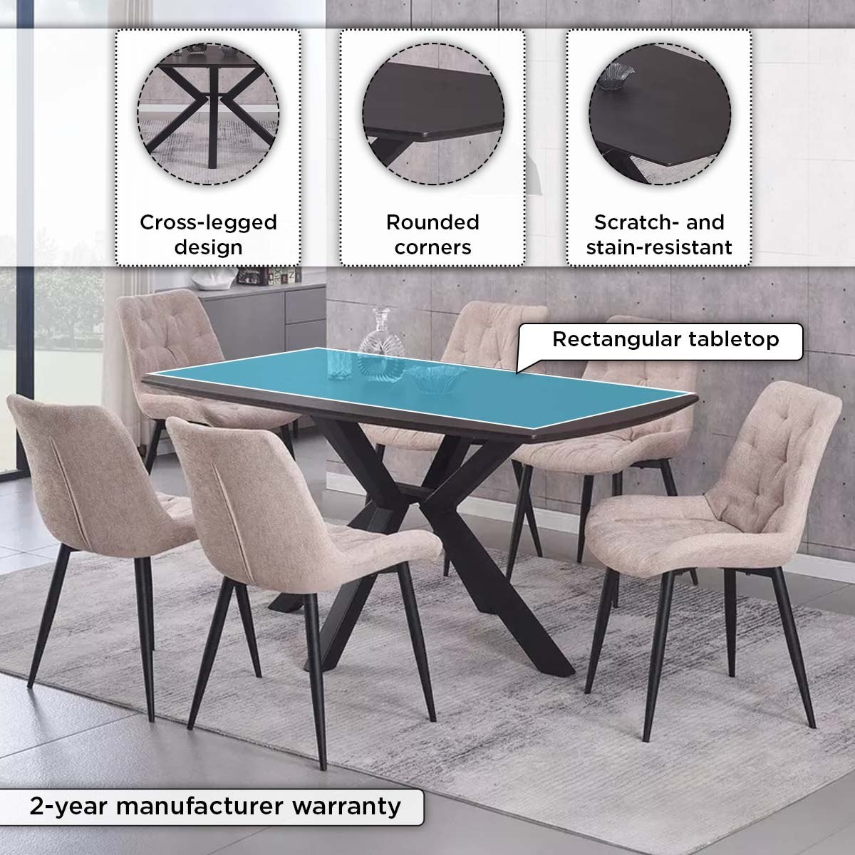 Denzel 6-Seater Dining Table Set-hbxfurniture-diningtablesandsets-diningsets-sixseater-image-10