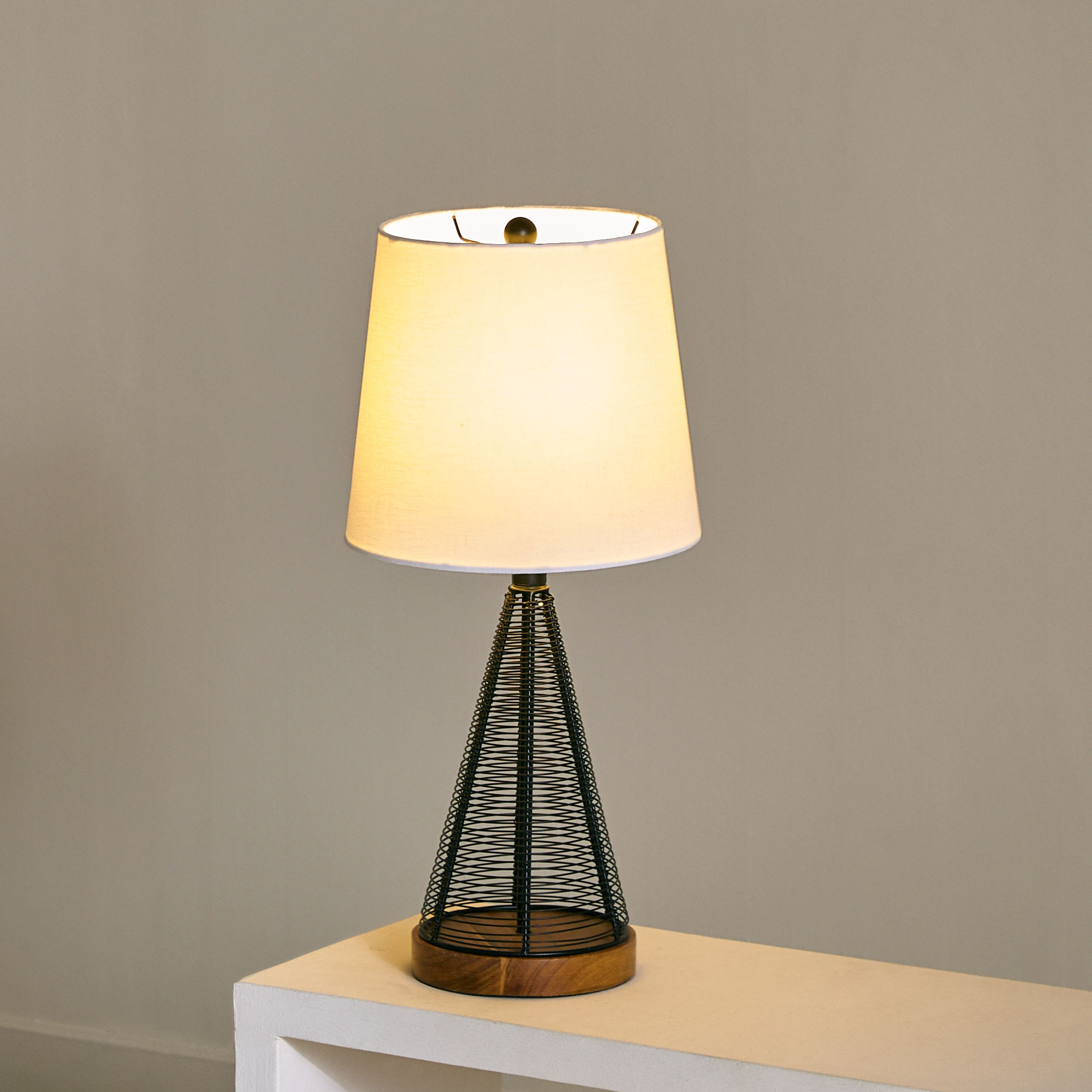 Aron Metal and Wooden Table Lamp with Fabric Shade - 26x53 cm-PROMO_HB_AE_B2G2_011025-image-2