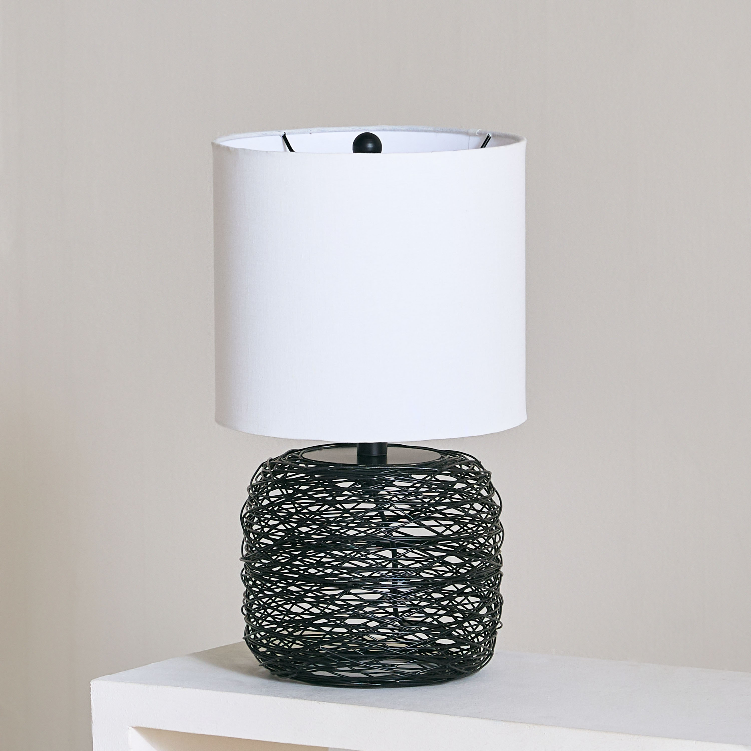 مصباح طاولة سلكي معدني بغطاء قماش من آرون - 26x47 سم-hbxbedroom-lighting-tablelamps-image-1