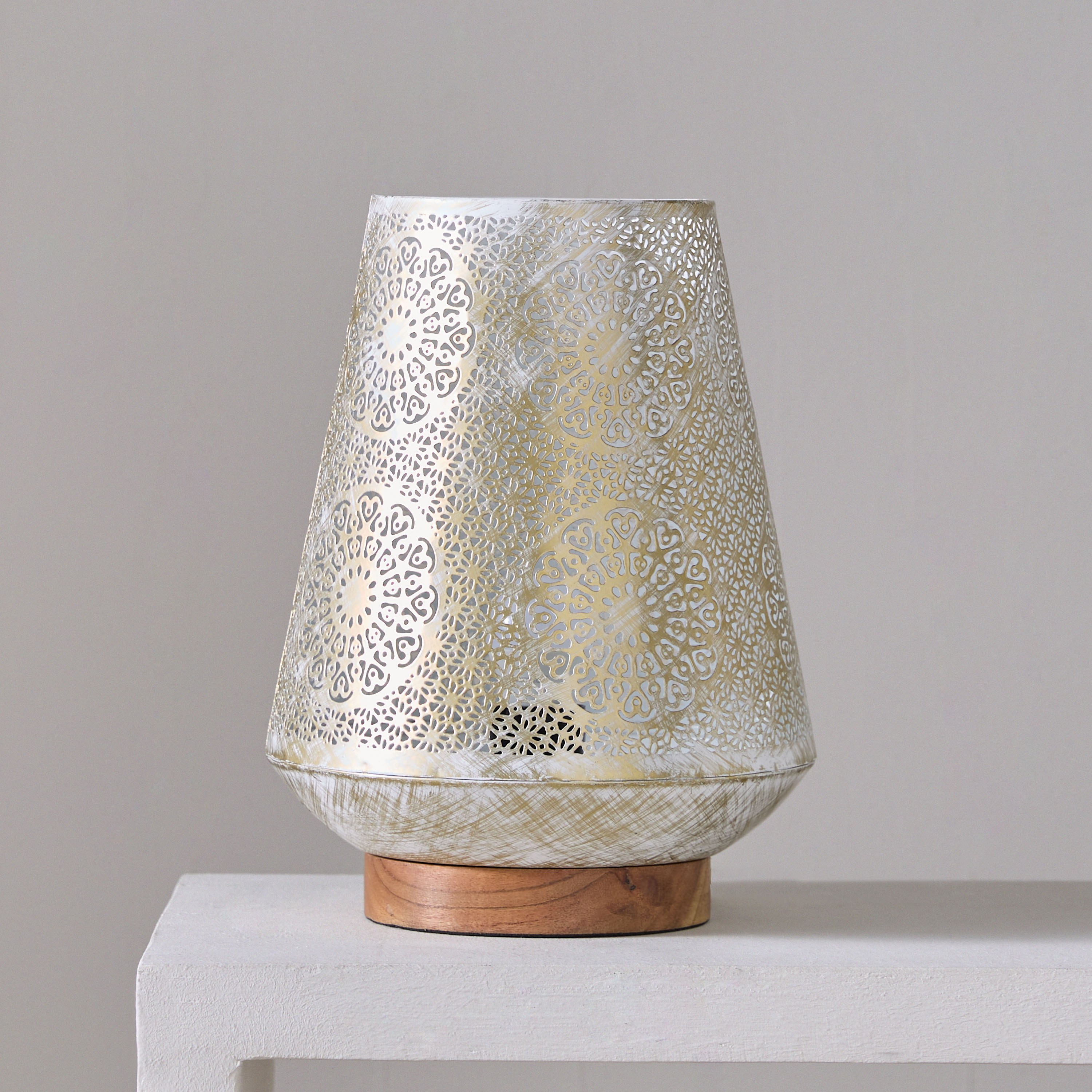 Aron Metal Table Lamp with Wooden Base - 22x29 cm-hbxbedroom-lighting-tablelamps-image-1