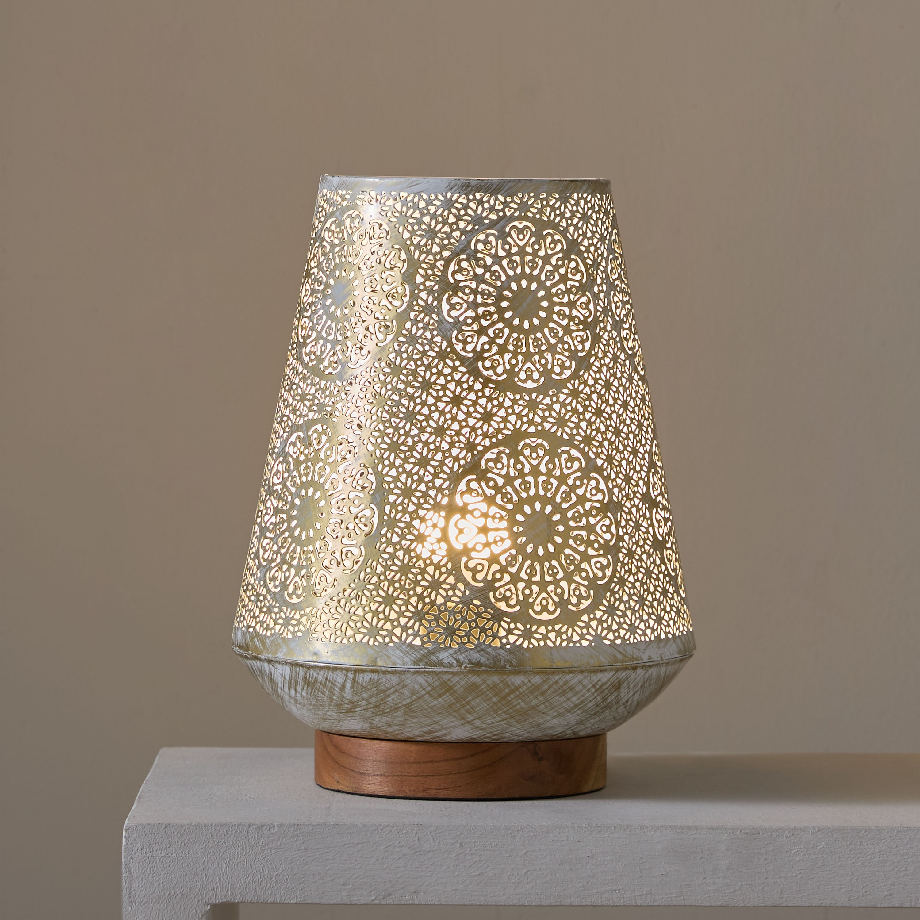 Aron Metal Table Lamp with Wooden Base - 22x29 cm-hbxbedroom-lighting-tablelamps-image-2