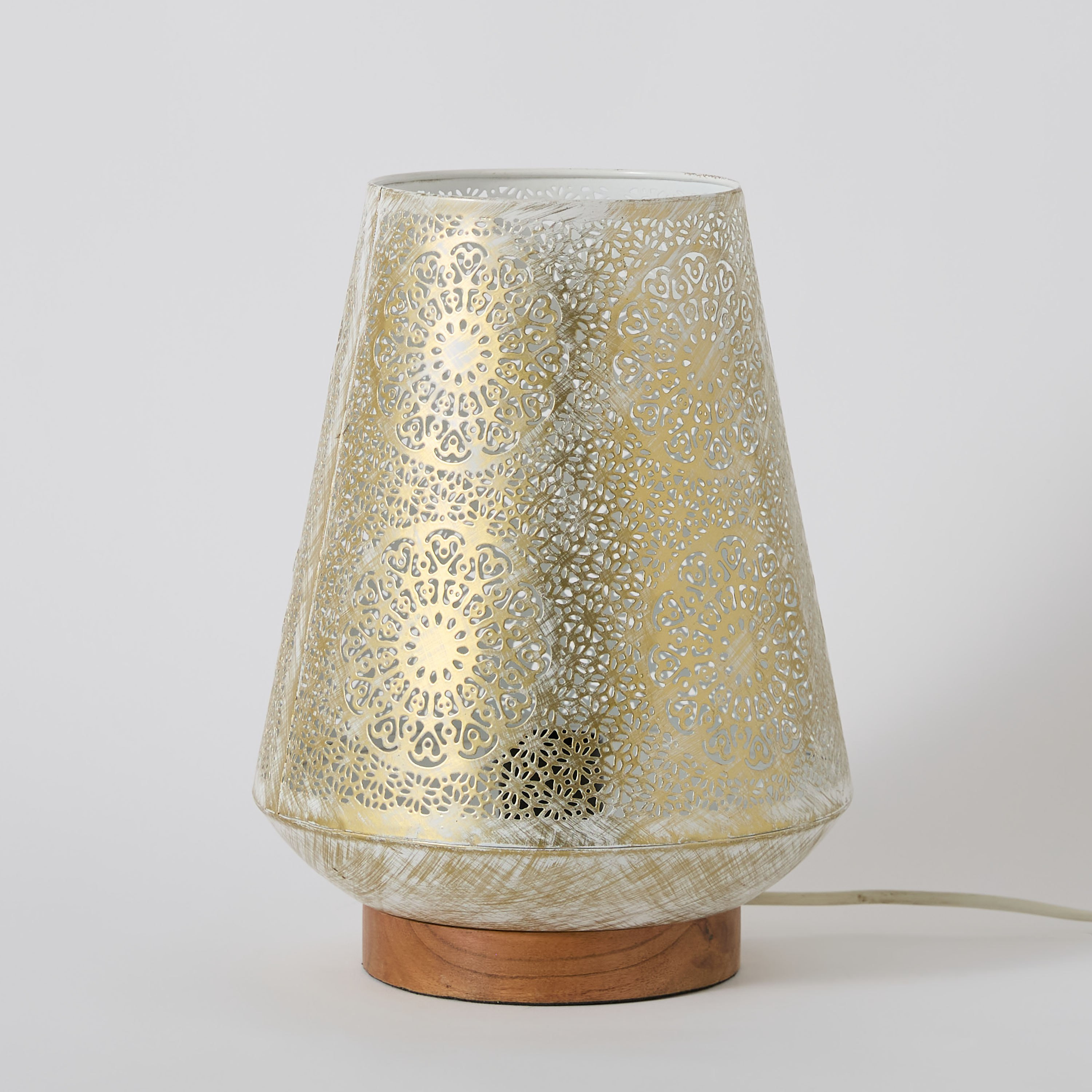 Aron Metal Table Lamp with Wooden Base - 22x29 cm-hbxbedroom-lighting-tablelamps-image-6