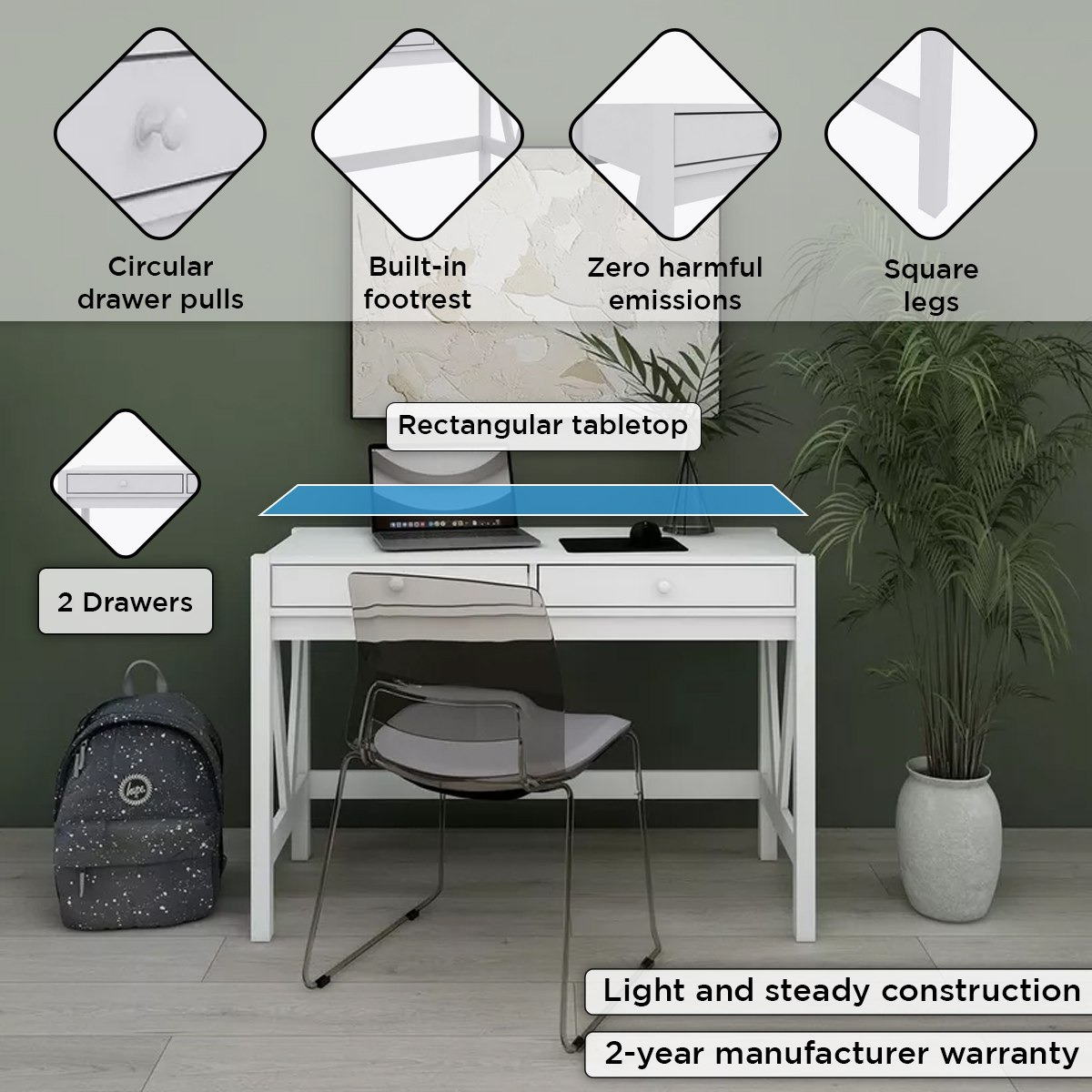 Movo Preston Study Desk with 2 Drawers-hbxfurniture-desks-image-4