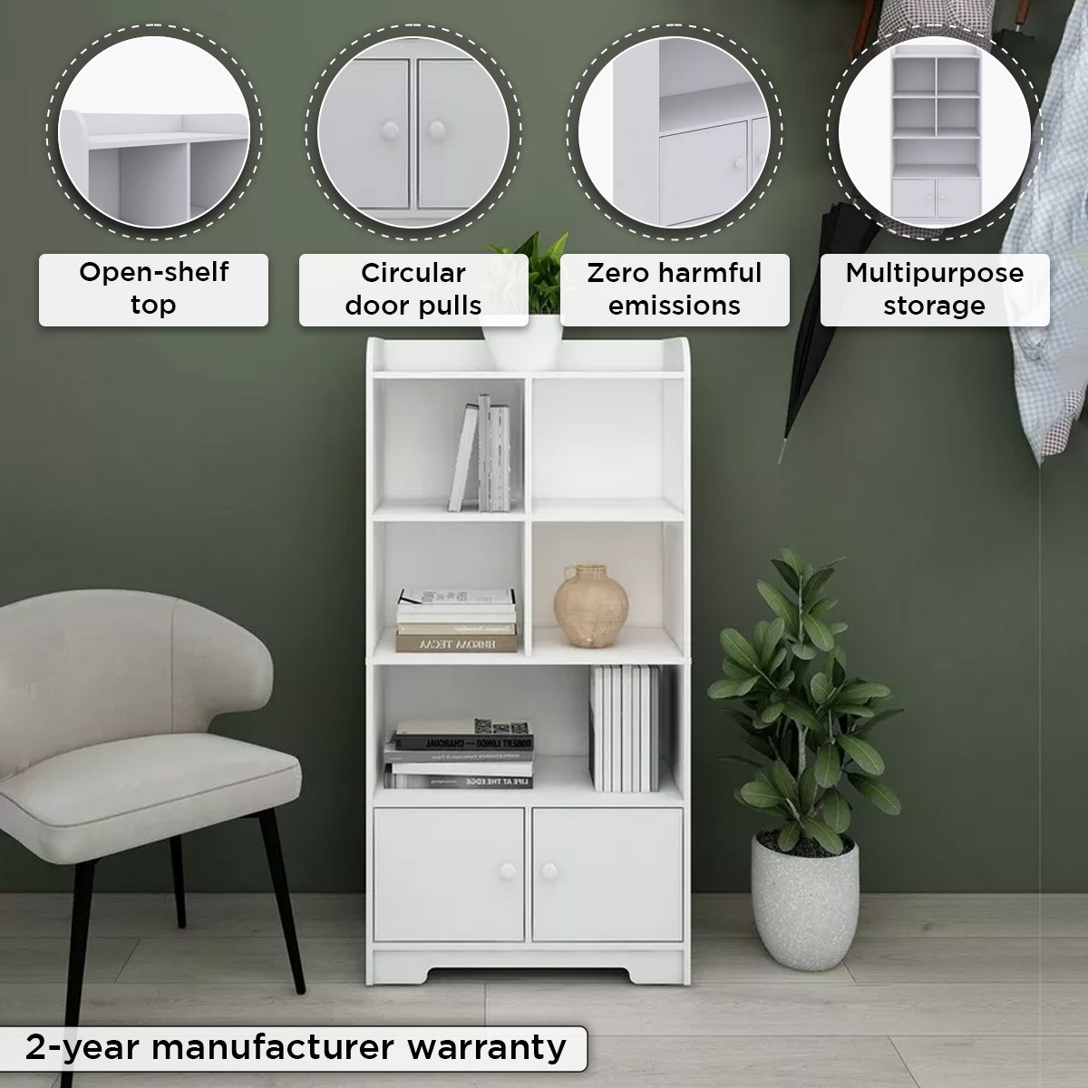 وحدة تخزين كتب بـ 2 باب من فانيلا كودي-hbxfurniture-office-bookcases-image-4