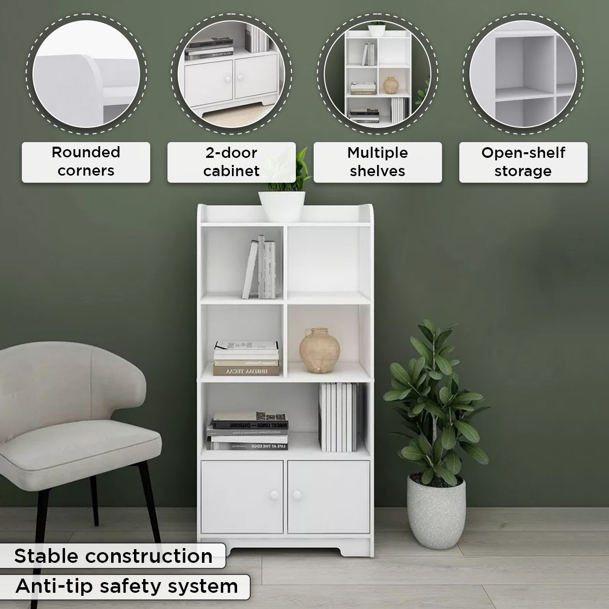 وحدة تخزين كتب بـ 2 باب من فانيلا كودي-hbxfurniture-office-bookcases-image-5