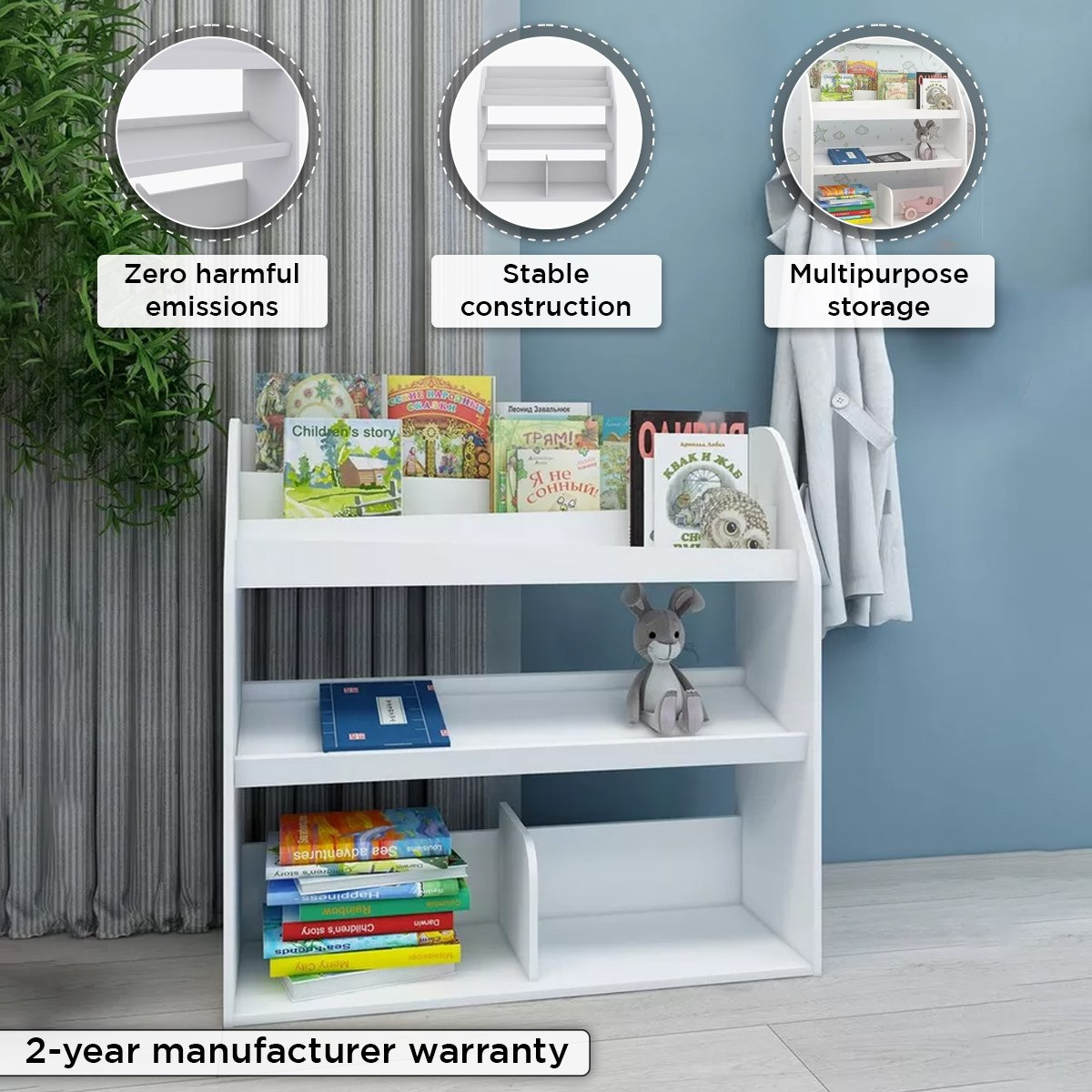 Movo Vanilla Cosmic Kids' Bookcase and Storage Cabinet-hbxfurniture-office-bookcases-image-4