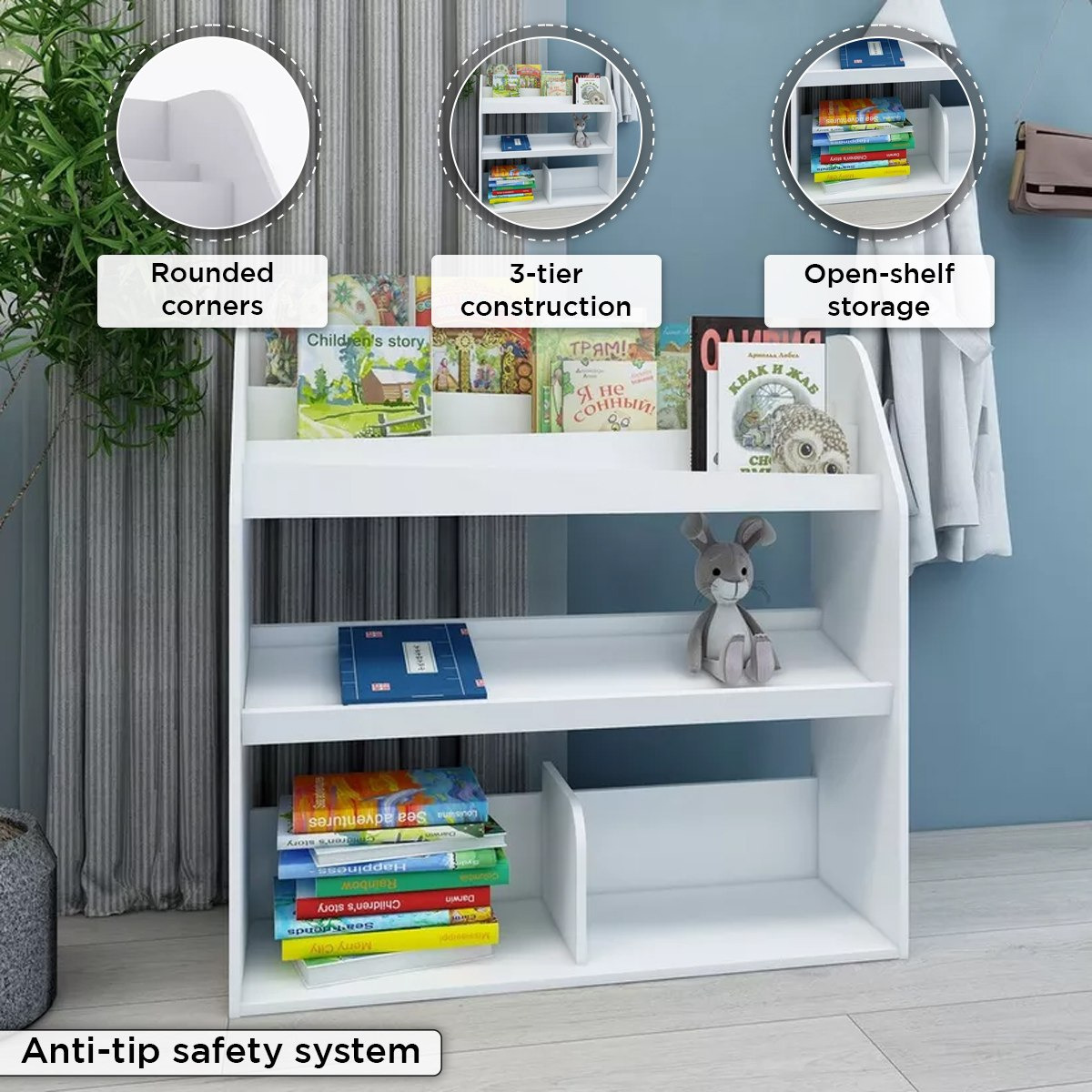Movo Vanilla Cosmic Kids' Bookcase and Storage Cabinet-hbxfurniture-office-bookcases-image-5