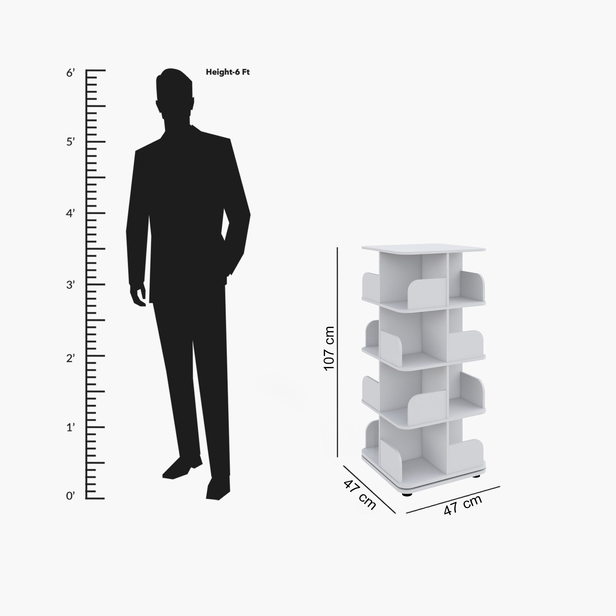 Movo Vanilla Ollie Rotating Bookcase Storage Unit-hbxfurniture-office-bookcases-image-8