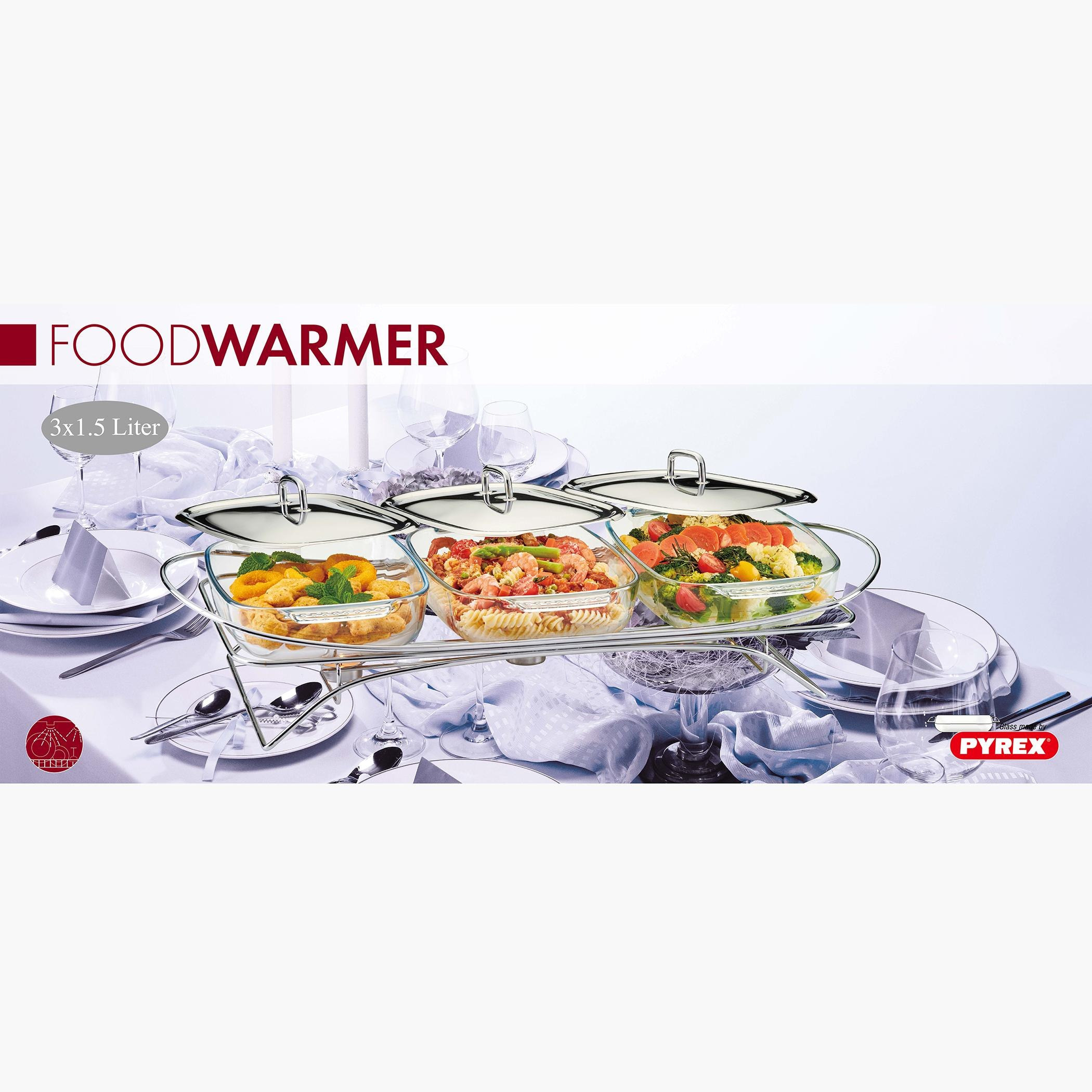 Feast 3-Piece Steel Food Warmer Set - 1.5 L-hbxdecorandfurnishings-tabletop-serveware-image-2