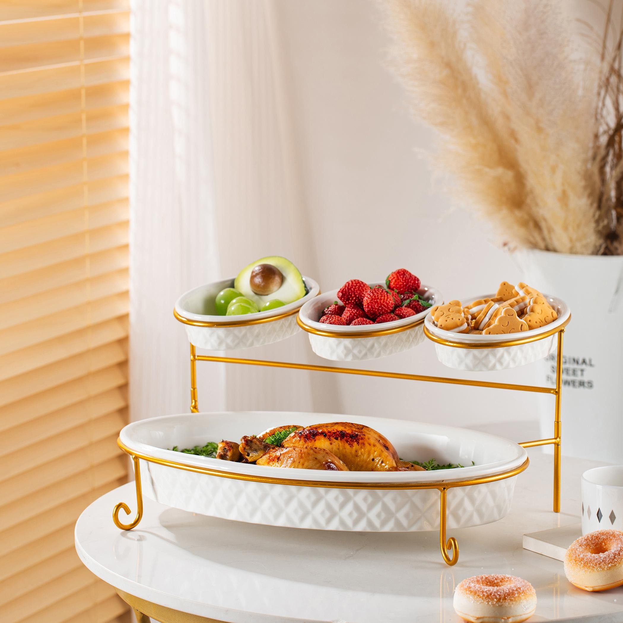 طقم تقديم بيضاوي طابقين من  فيست-hbxdecorandfurnishings-tabletop-serveware-image-1