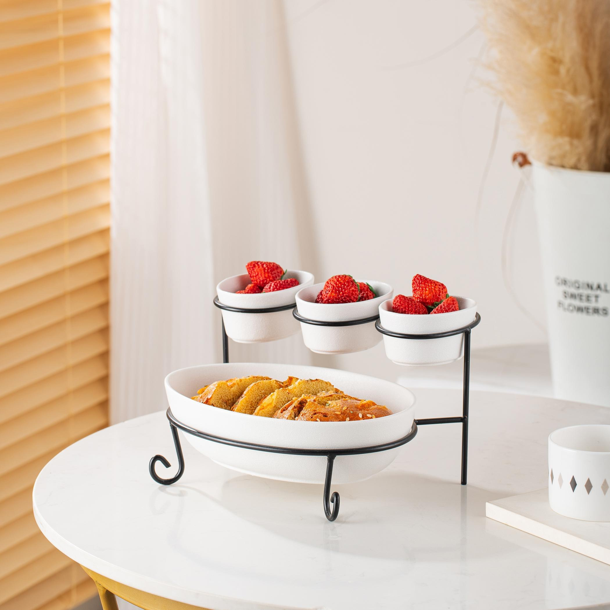 طقم تقديم بيضاوي طبقتين - فيست-hbxdecorandfurnishings-tabletop-serveware-image-1