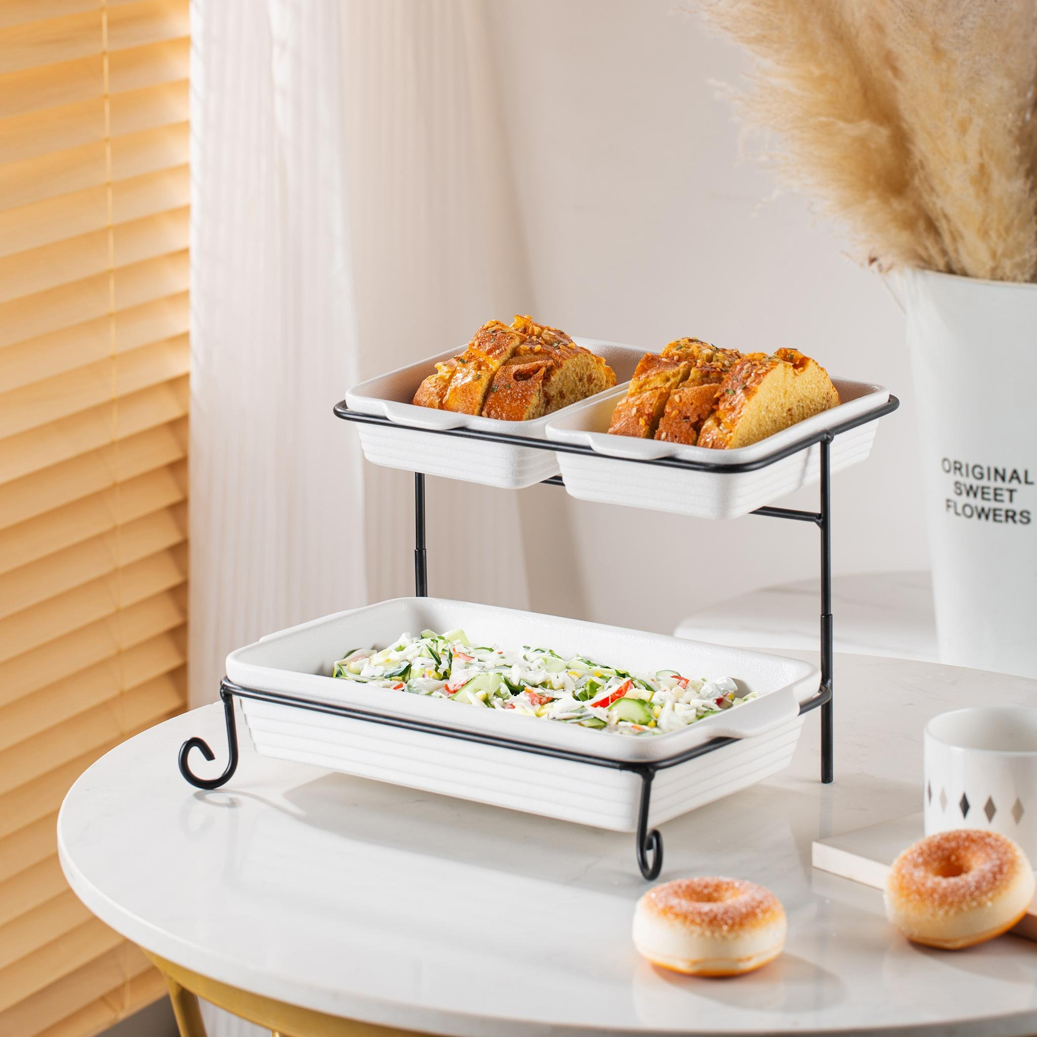 طقم تقديم مستطيل طبقتين - فيست-hbxdecorandfurnishings-tabletop-serveware-image-1