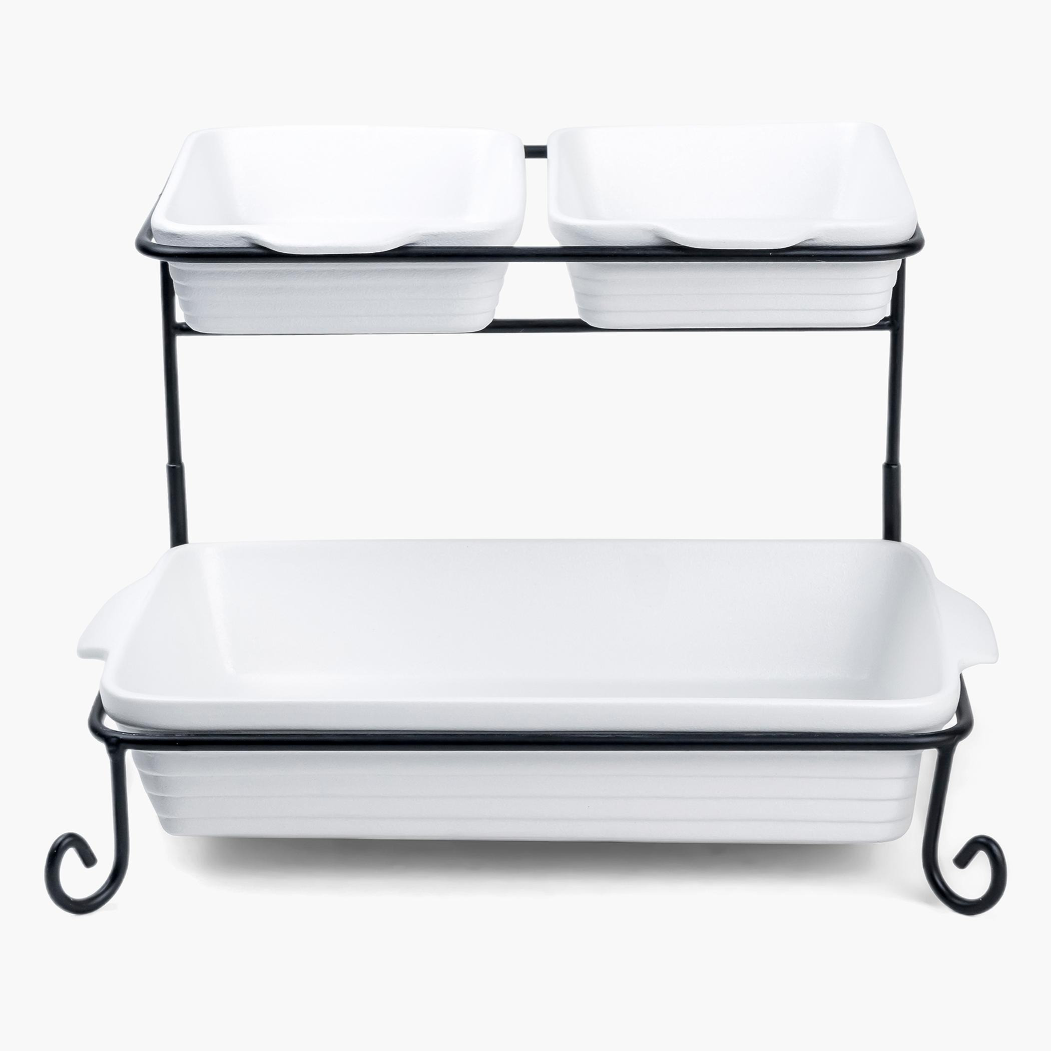 طقم تقديم مستطيل طبقتين - فيست-hbxdecorandfurnishings-tabletop-serveware-image-2
