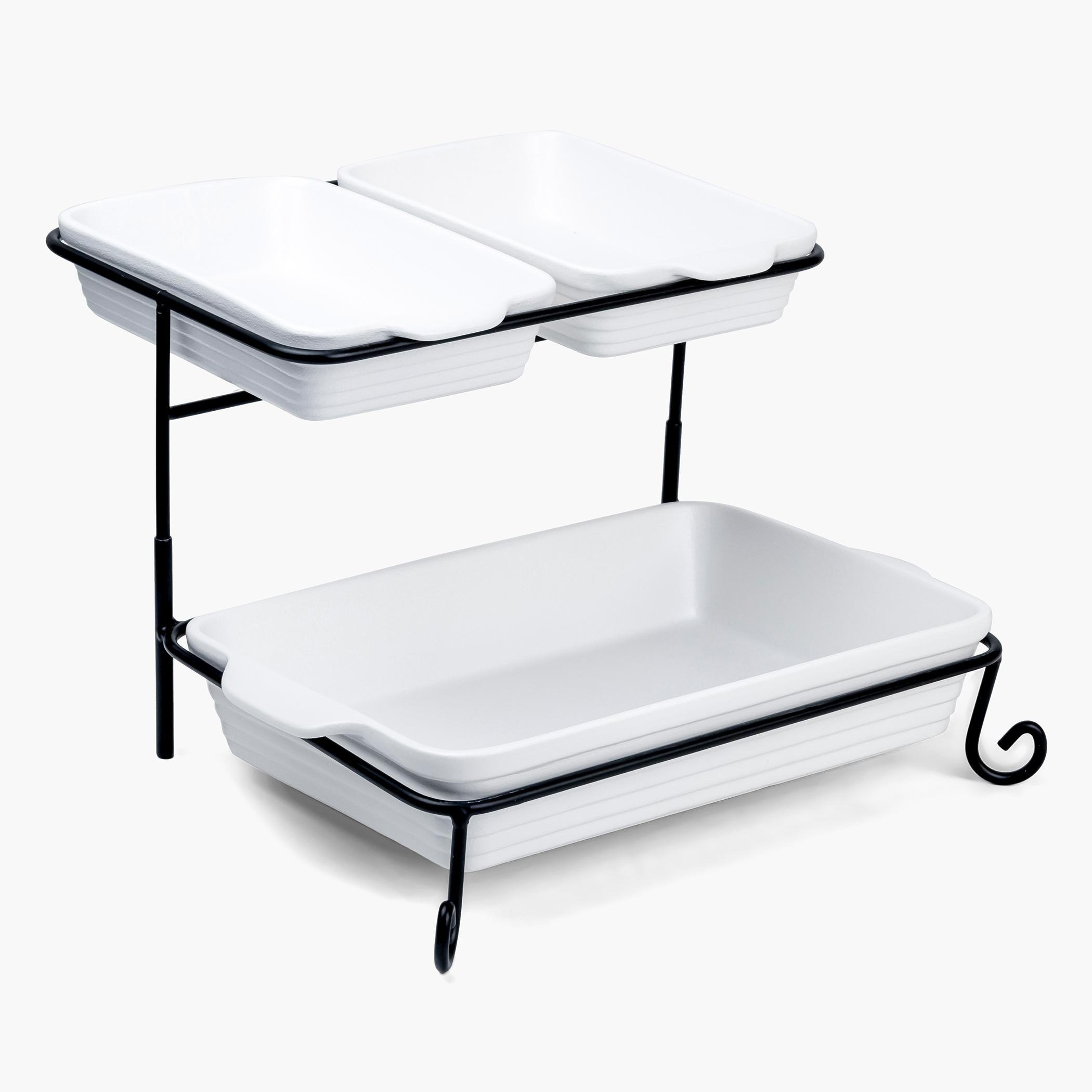 طقم تقديم مستطيل طبقتين - فيست-hbxdecorandfurnishings-tabletop-serveware-image-3