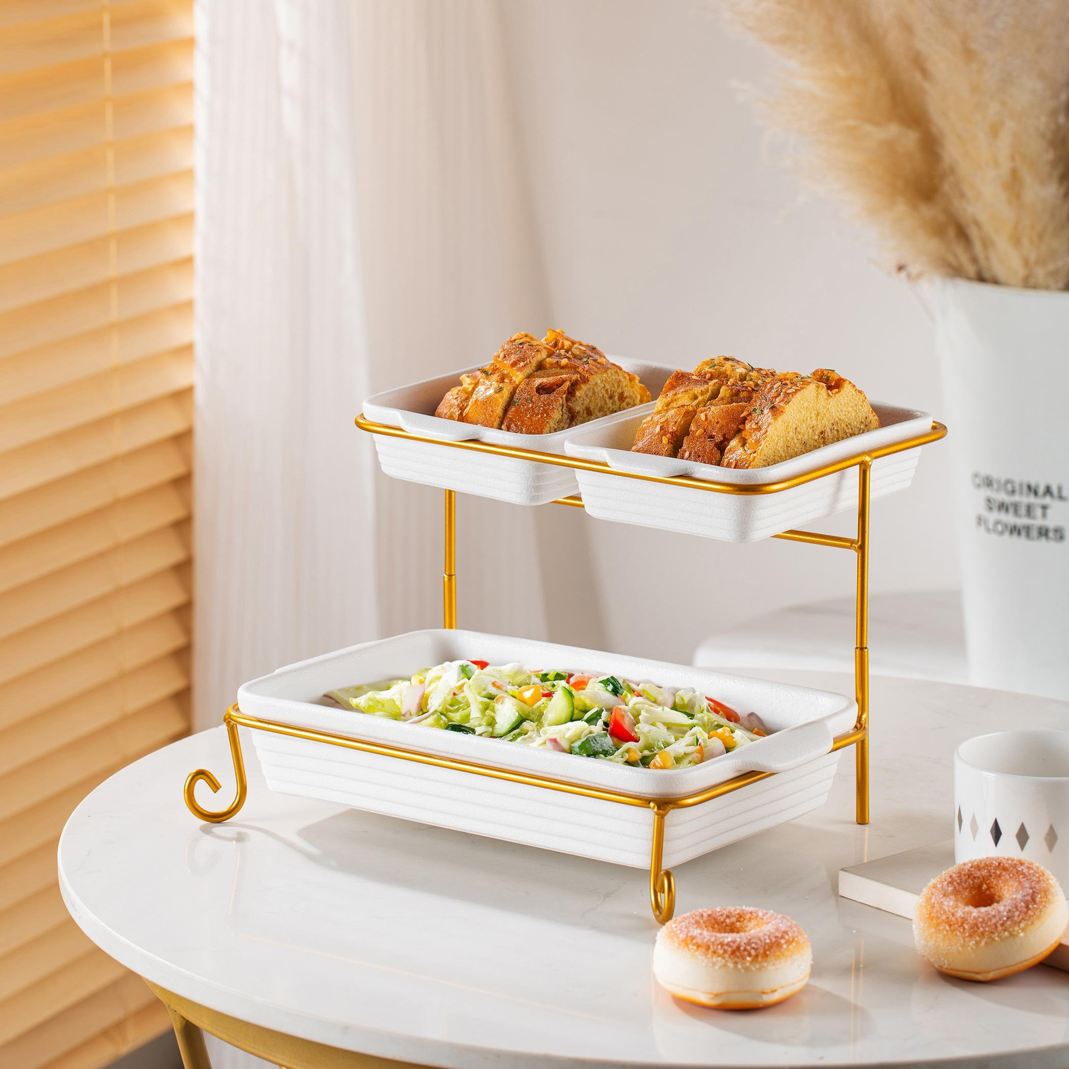 طقم تقديم مستطيل طابقين - فيست-hbxdecorandfurnishings-tabletop-serveware-image-1