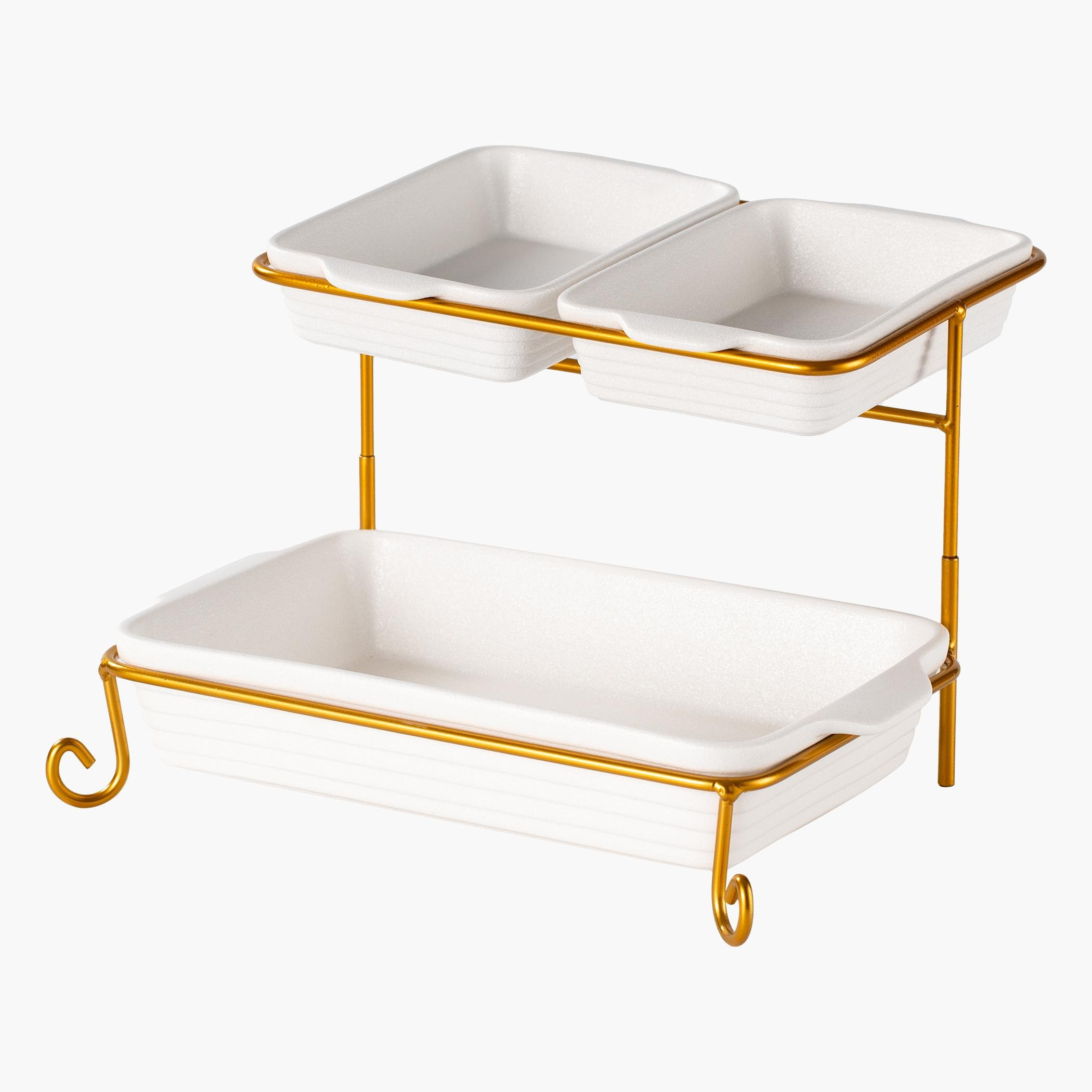 طقم تقديم مستطيل طابقين - فيست-hbxdecorandfurnishings-tabletop-serveware-image-2