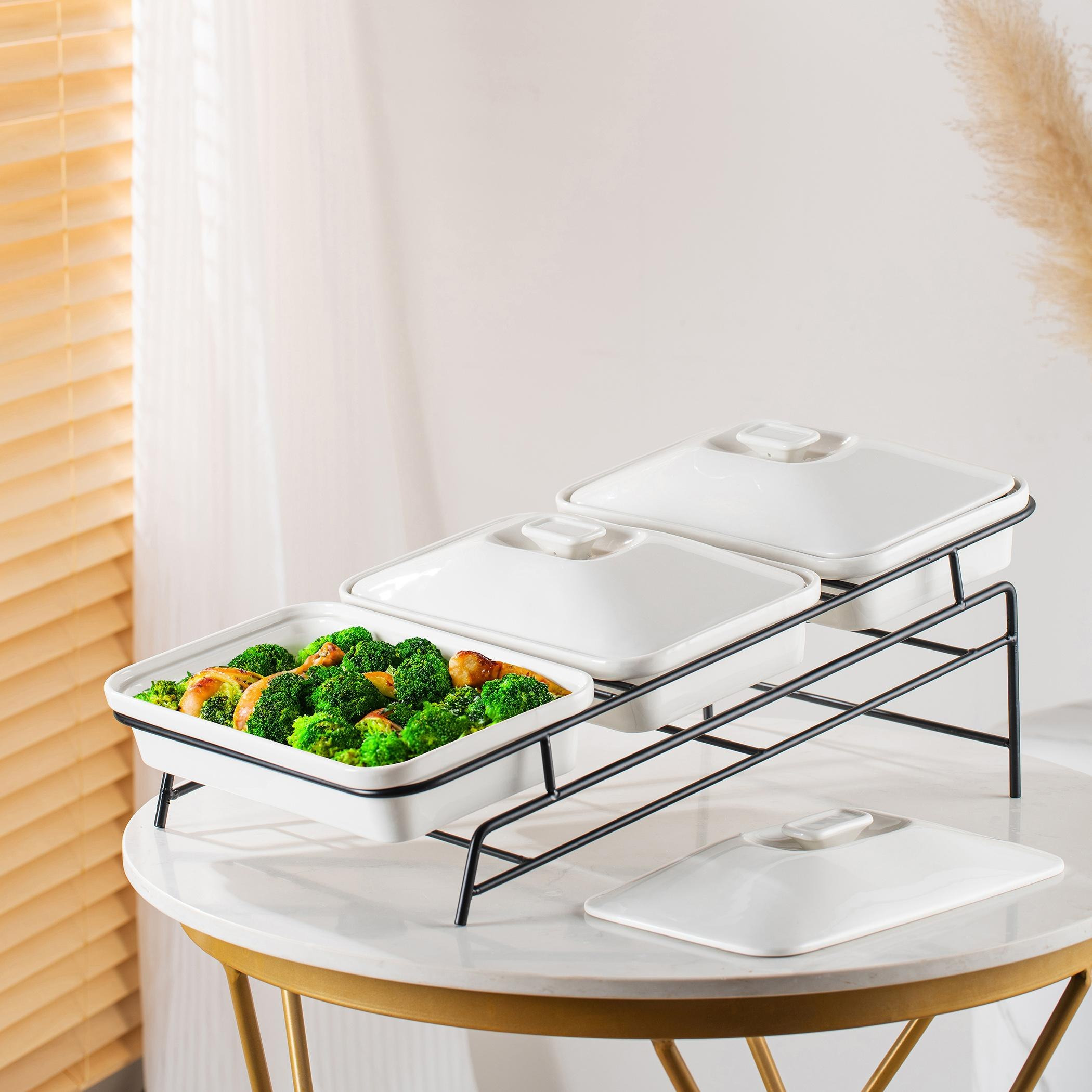 طقم أوعية 3 طبقات مع حامل - فيست-hbxdecorandfurnishings-tabletop-serveware-image-1