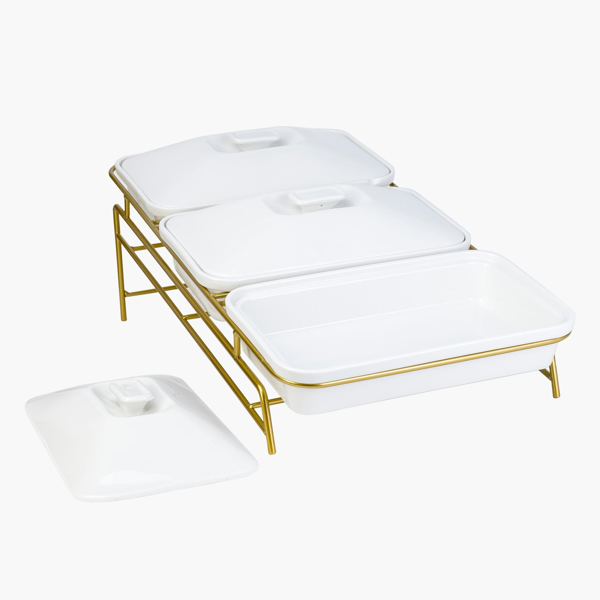 طقم أوعية 3 طبقات مع حامل - فيست-hbxdecorandfurnishings-tabletop-serveware-image-3