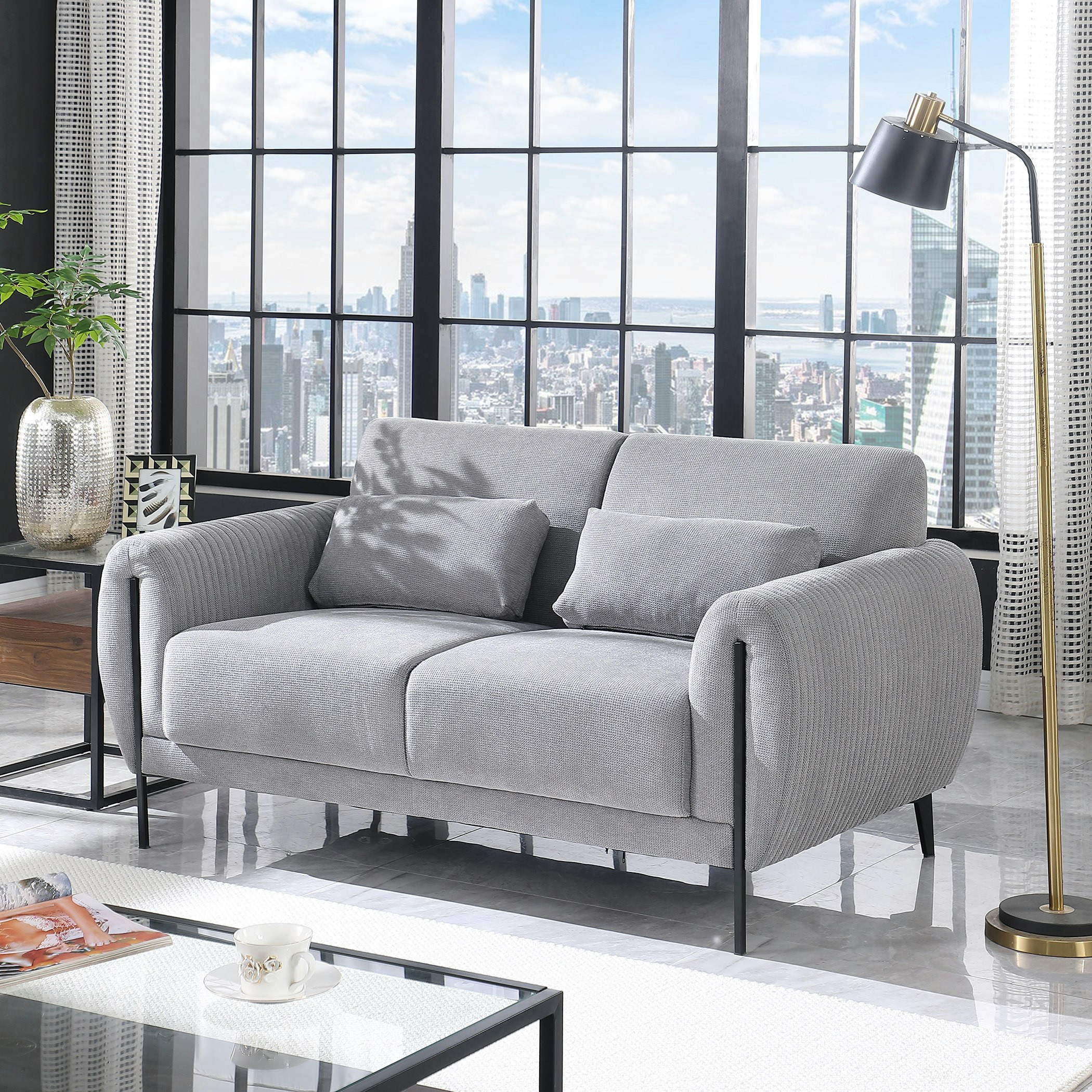 كنبة قماش 2 مقعد مع 2 وسادة من ميبل-hbxlivingroom-sofasandarmchairs-sofas-image-1