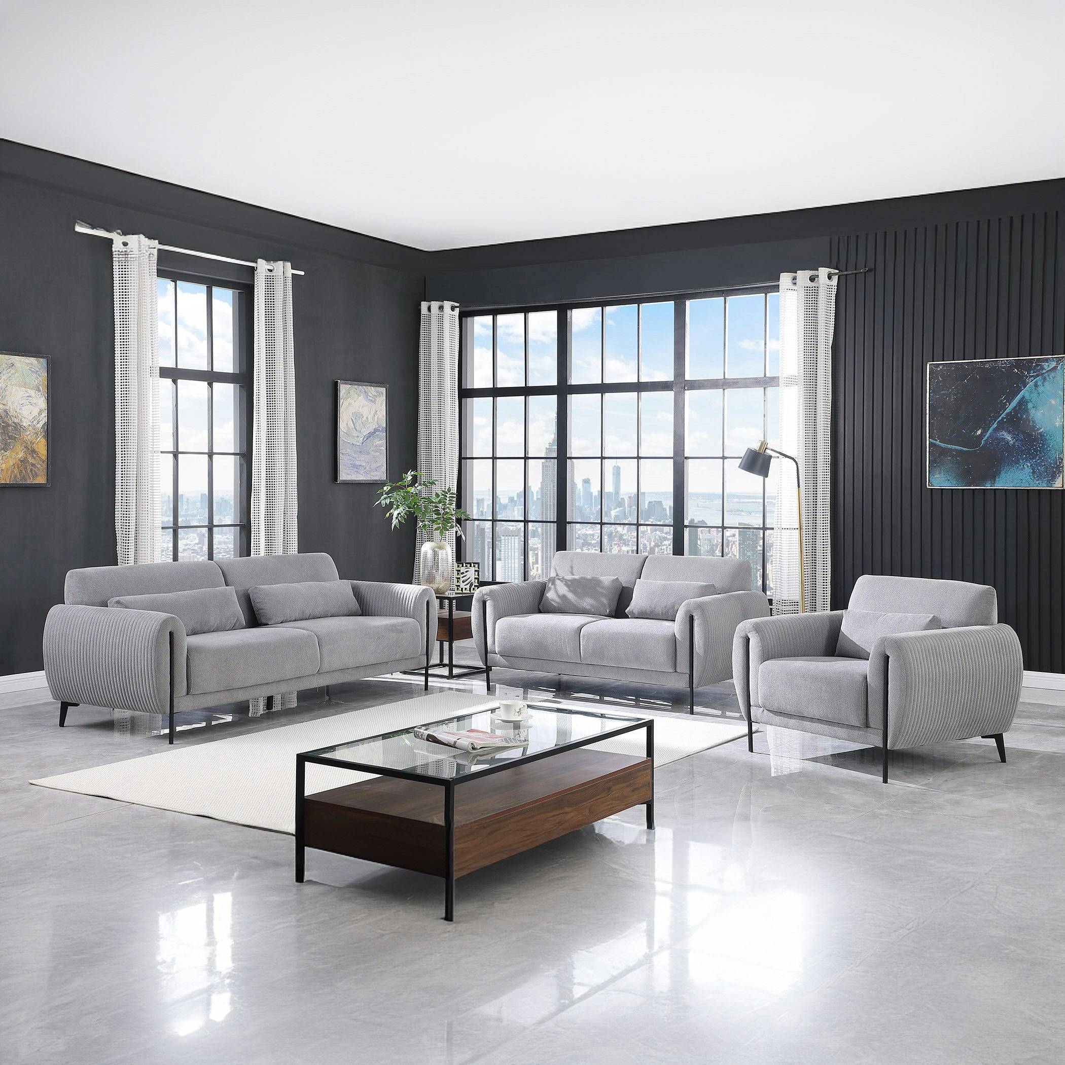 كنبة قماش 2 مقعد مع 2 وسادة من ميبل-hbxlivingroom-sofasandarmchairs-sofas-image-9