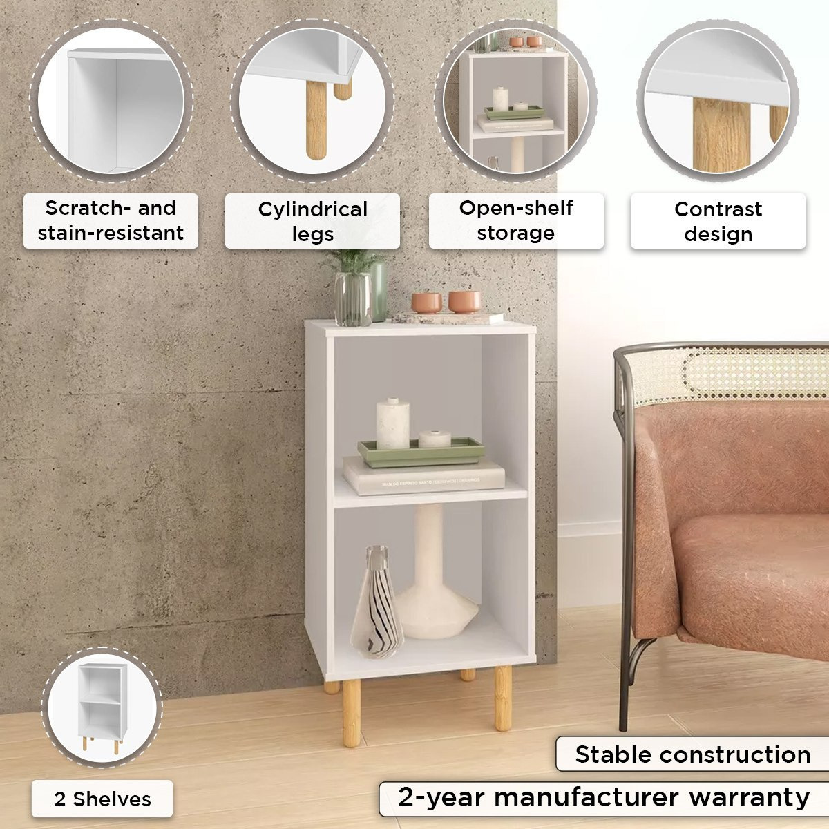 خزانة كتب بـ 2 رف من بيانكا لوندرينا-hbxfurniture-office-bookcases-image-4