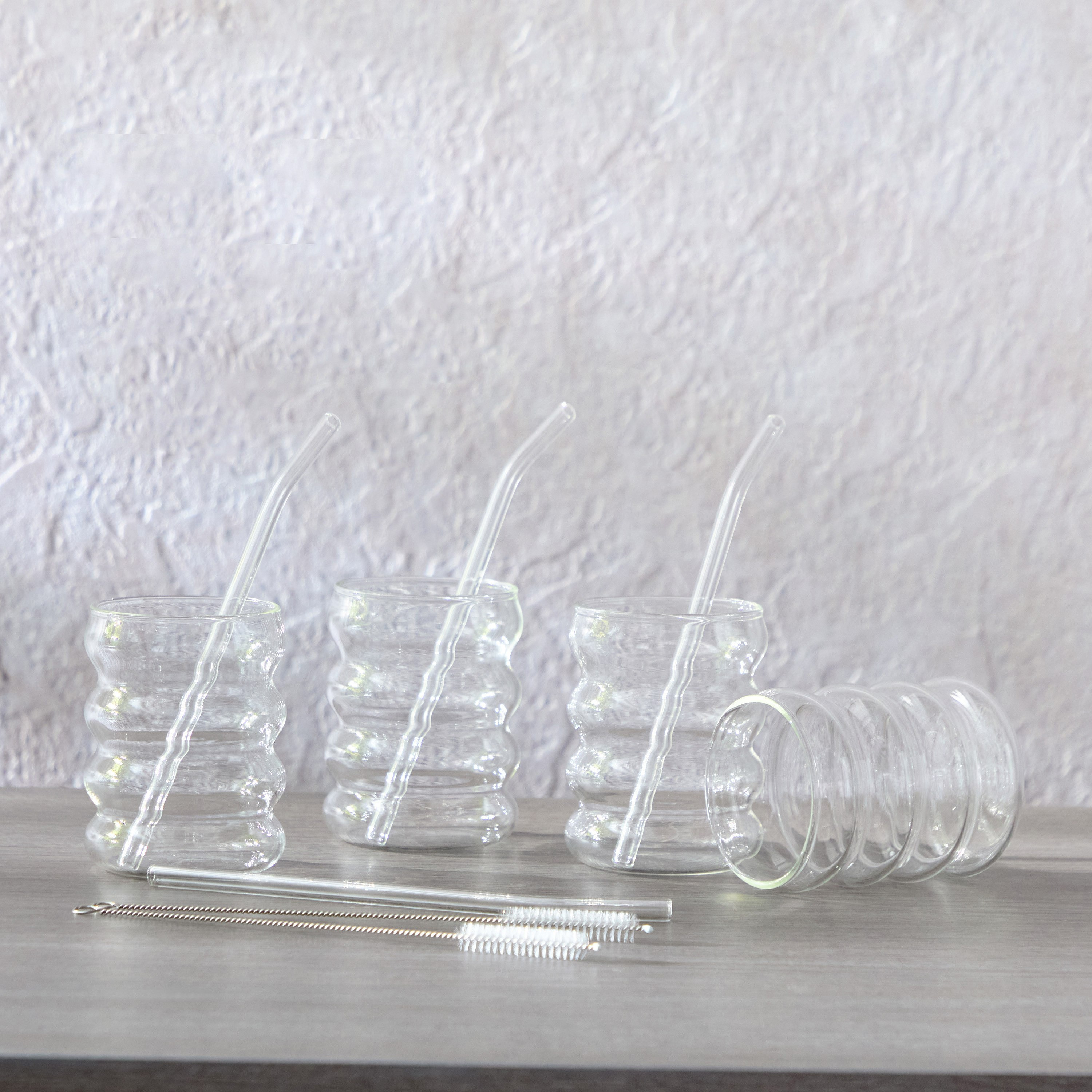 Zen Borosilicate 4-Piece Vintage Drinking Glasses with Straws Set - 330 ml-hbxhomeware-hbxkitchen-image-5
