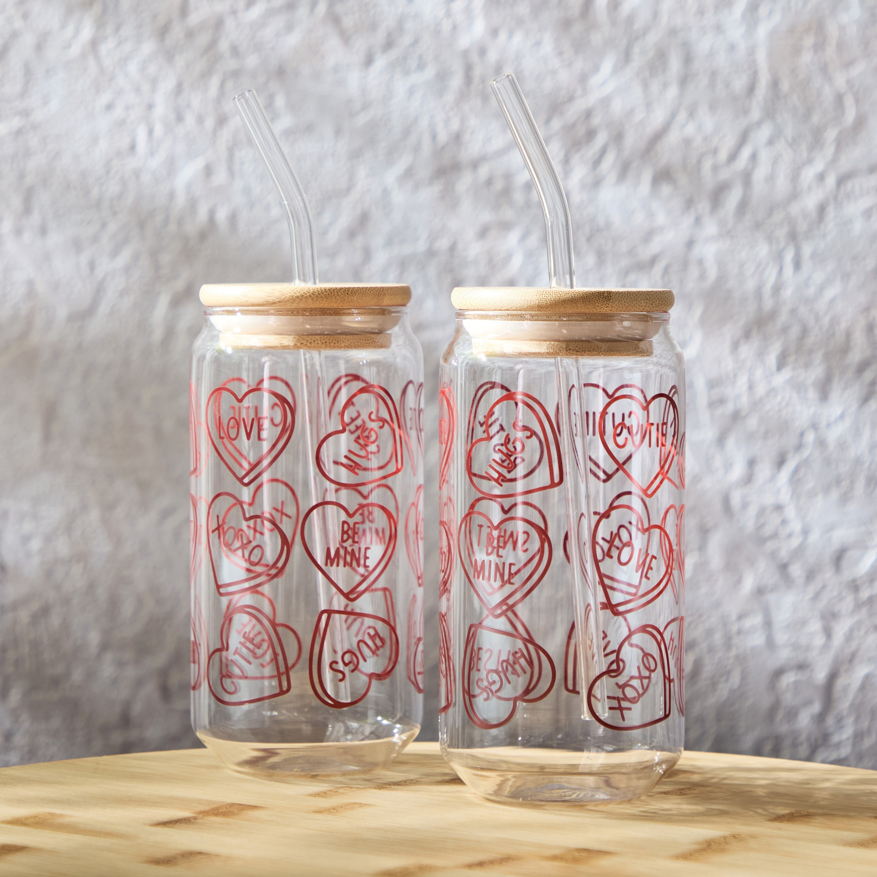 Zen Borosilicate 2-Piece Valentine Mason Jar with Straw Set - 450 ml-hbxhomeware-hbxkitchen-image-1