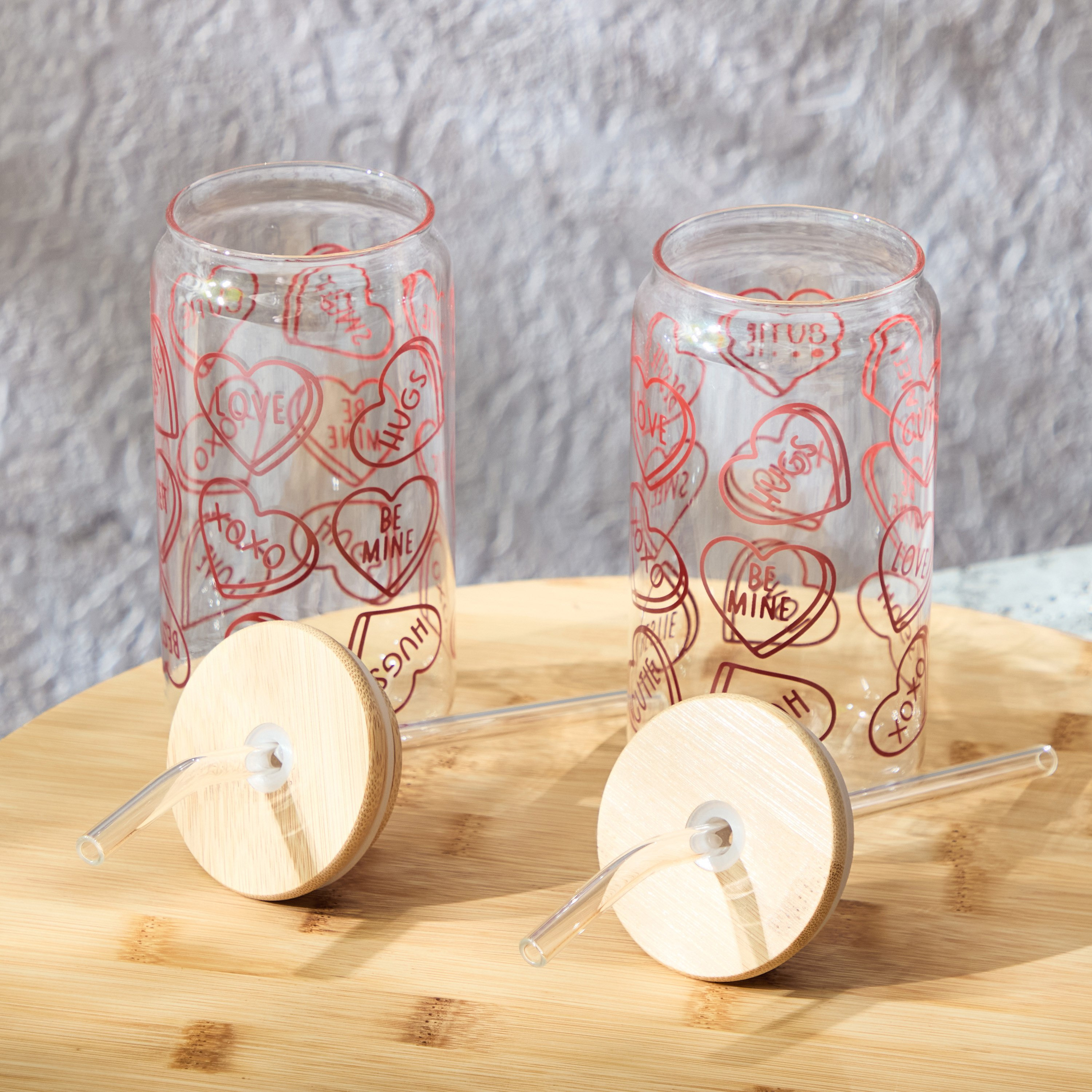 Zen Borosilicate 2-Piece Valentine Mason Jar with Straw Set - 450 ml-hbxhomeware-hbxkitchen-image-2