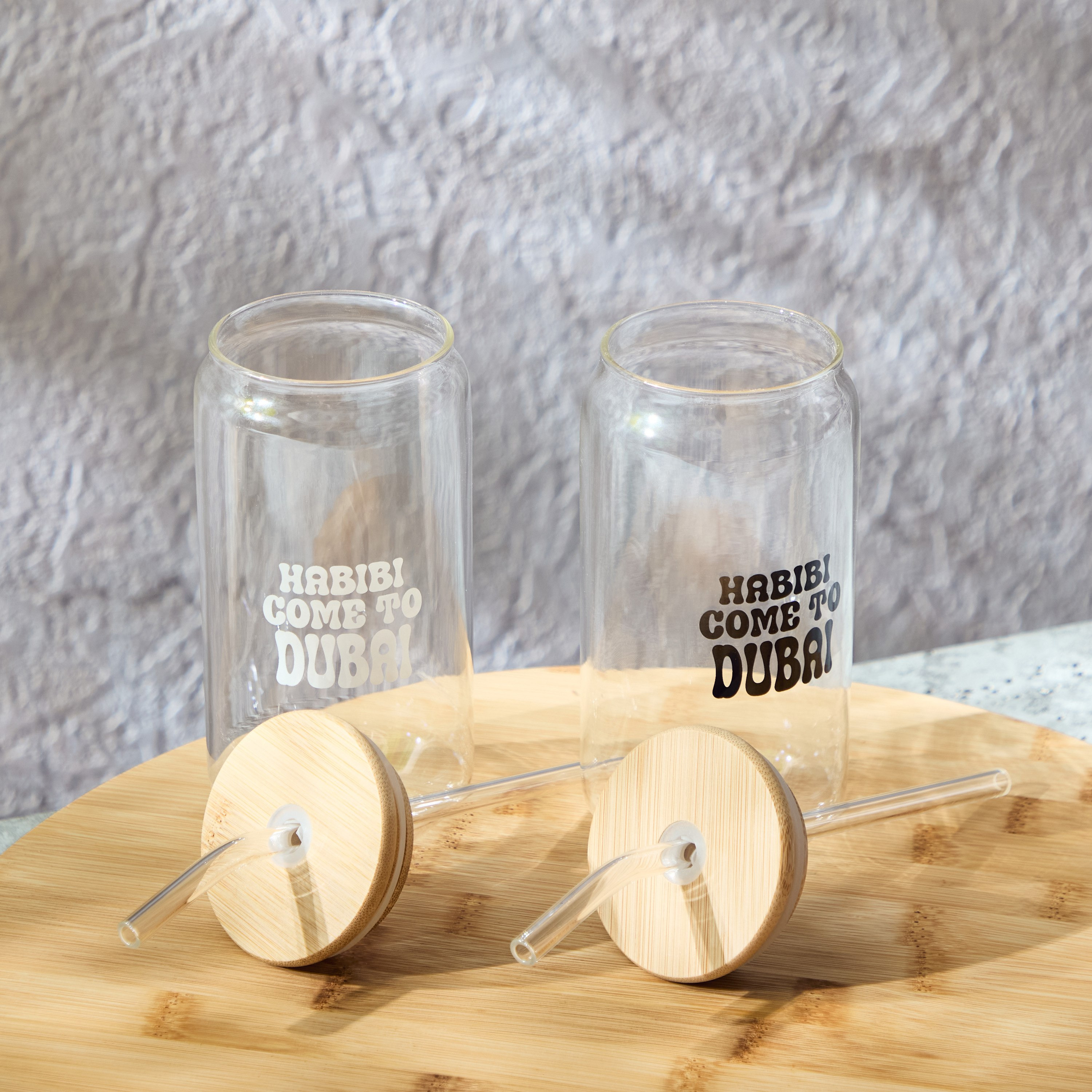 Zen Borosilicate 2-Piece Habibi Come To Dubai Mason Jar with Straw Set - 450 ml-hbxhomeware-hbxkitchen-image-2