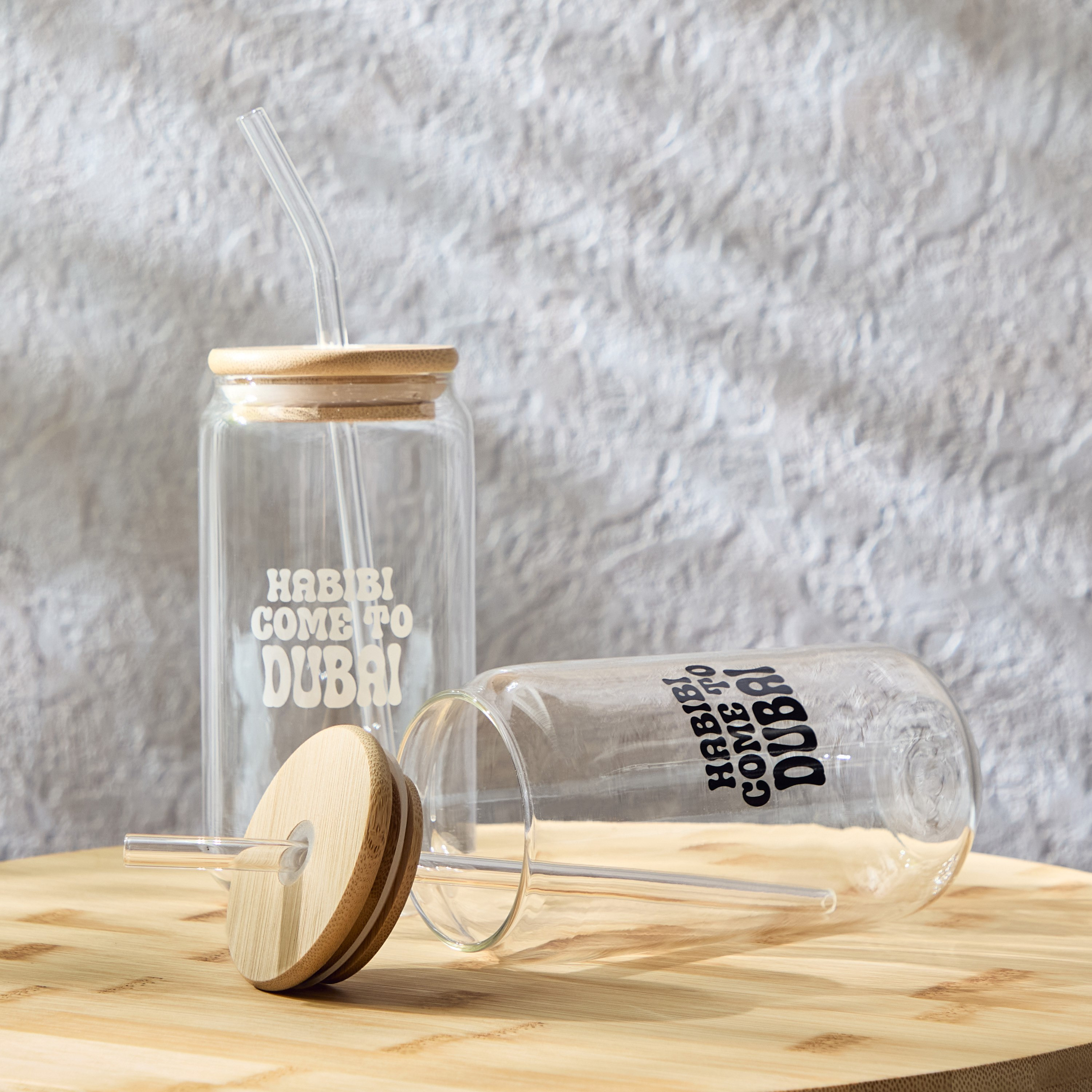 Zen Borosilicate 2-Piece Habibi Come To Dubai Mason Jar with Straw Set - 450 ml-hbxhomeware-hbxkitchen-image-5