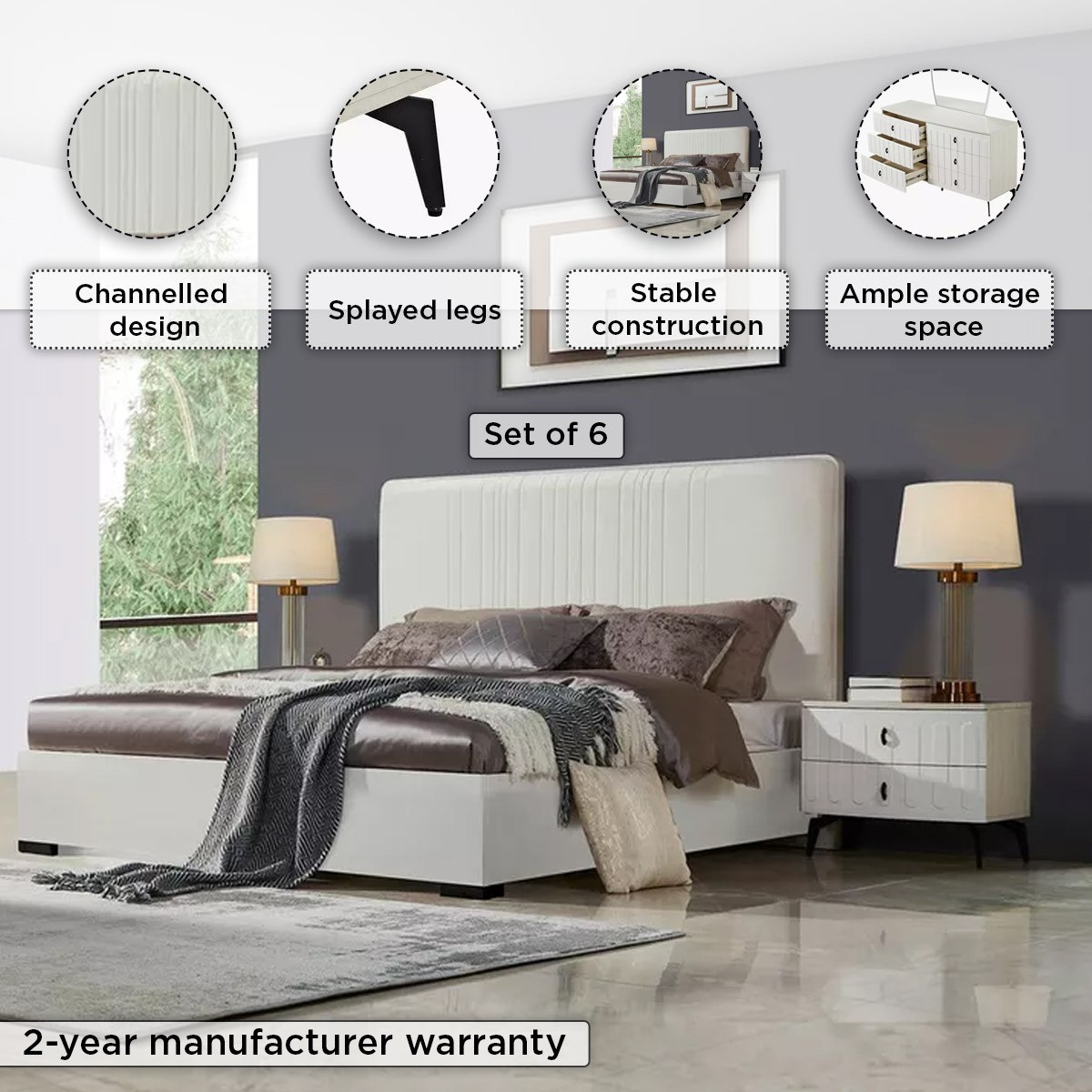 Opulent 6-Piece King Bedroom Set - 180x200 cm-PROMO_HB_KSA_HBX10_190925-image-5