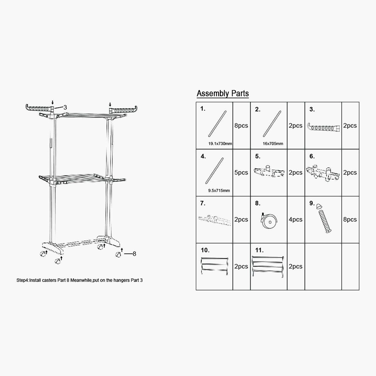 مجفف ملابس قابل للطي بعجلات من أميتي - 76x65x162 سم-hbxhomeware-bathandlaundry-clothesdryingracks-image-2