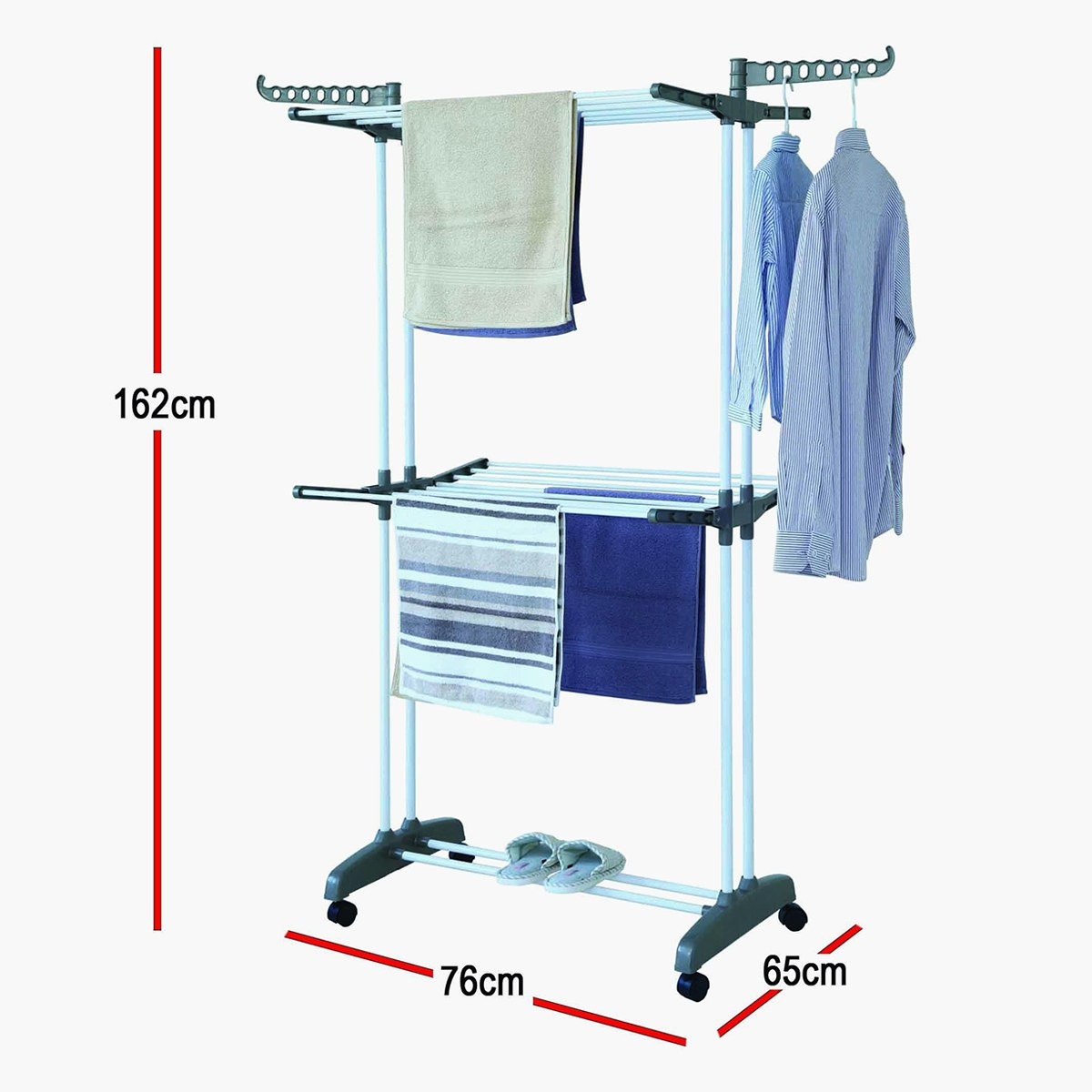 مجفف ملابس قابل للطي بعجلات من أميتي - 76x65x162 سم-hbxhomeware-bathandlaundry-clothesdryingracks-image-6