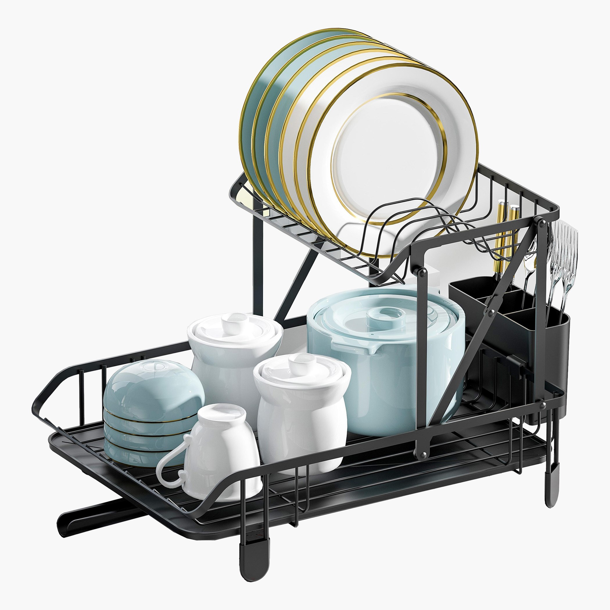 Amity 2-Tier Foldable Dish Rack-hbxhomeware-hbxkitchen-image-2
